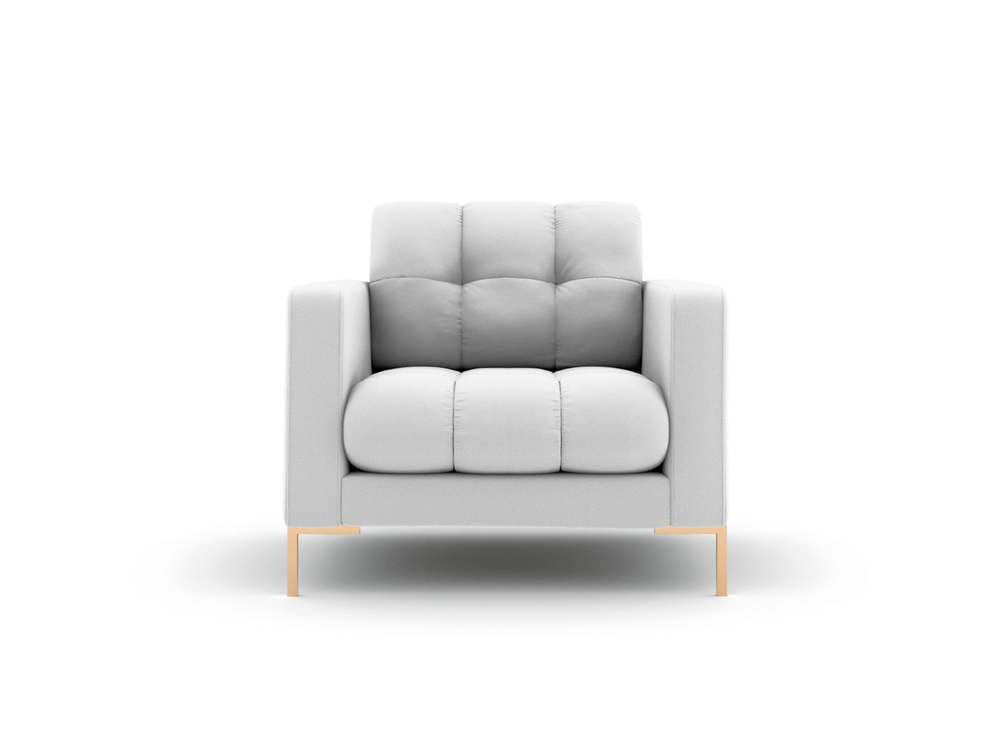 Bali Armchair, 87x96 cm — Light Grey / Gold Metal