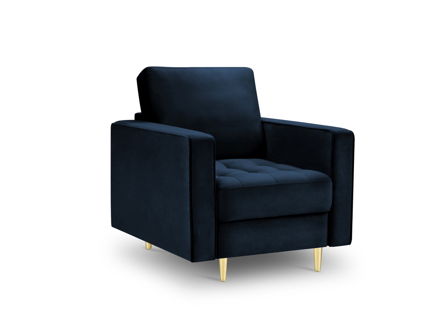 Aspen Armchair, 80x90 cm — Royal Blue / Gold Metal