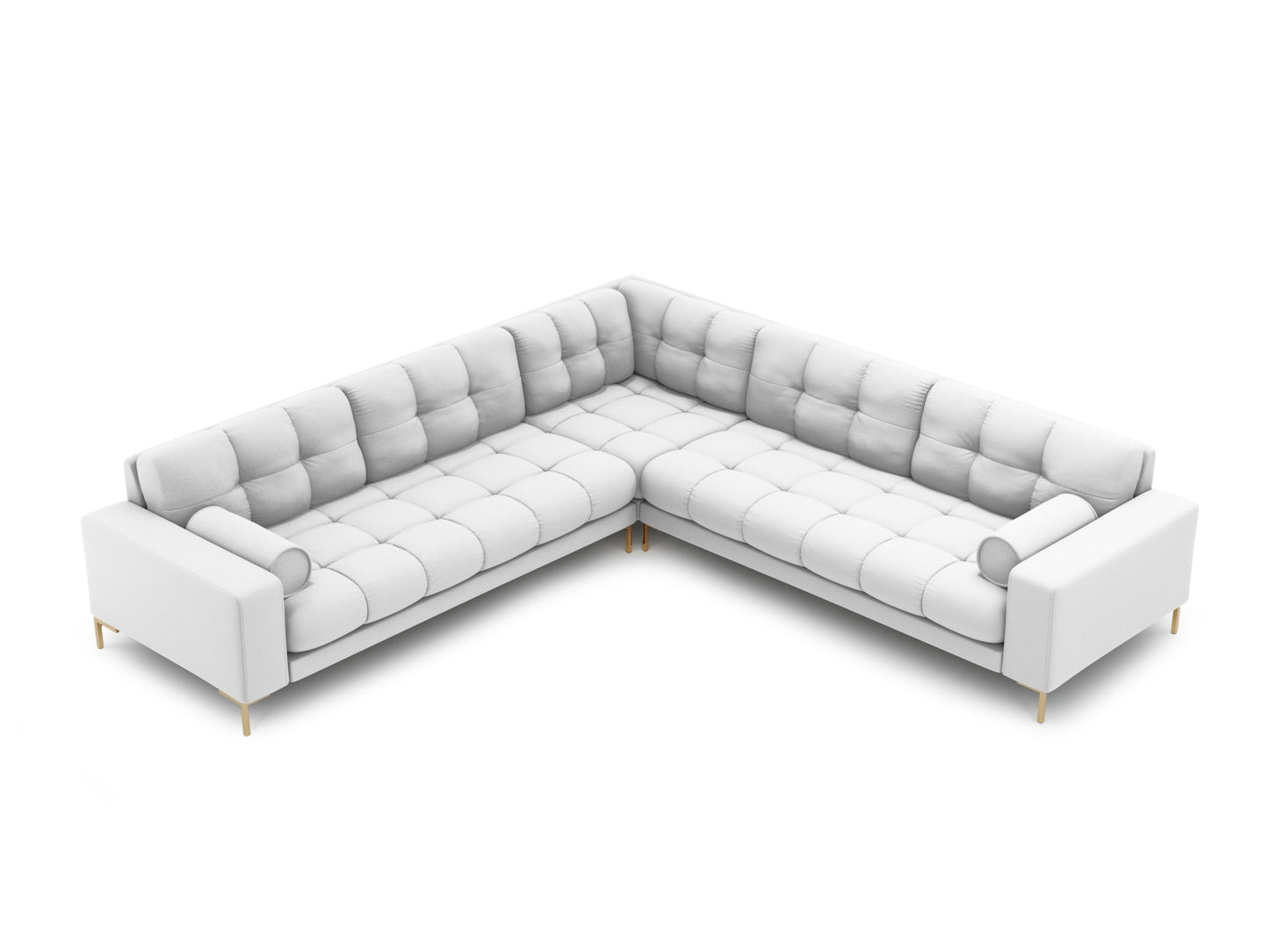 Bali Symmetrical Corner Sofa, 6 Seats, 256x256 cm — Light Grey / Gold Metal