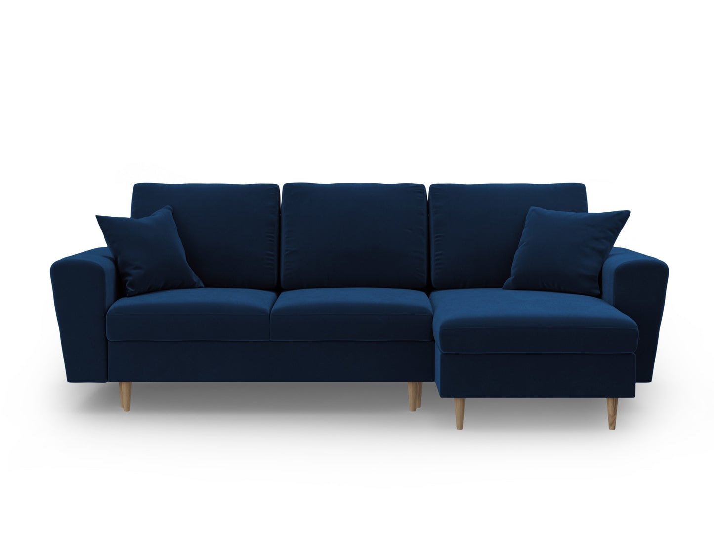 Kyoto Reversible Corner Sofa With Bed Function And Box, 4 Seats, 241x145 cm — Royal Blue / Natural Beech Wood