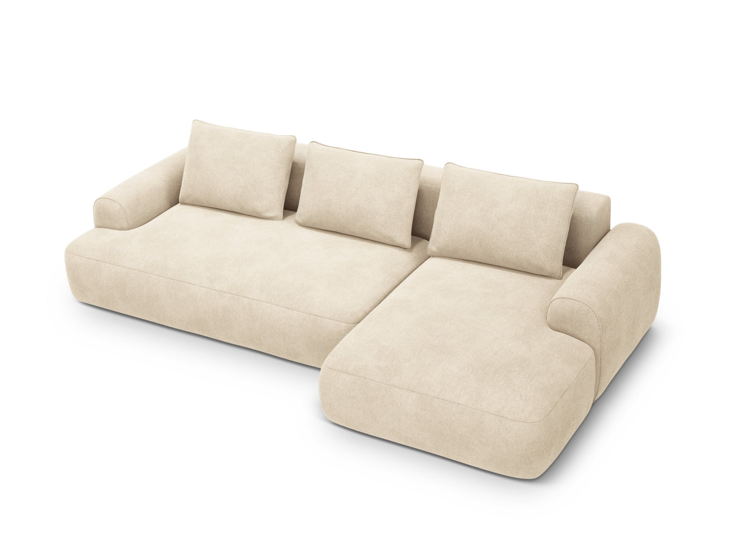 Calma Corner Sofa With Bed Function And Box, 3 Seats, 275x142 cm — Light Beige / Right