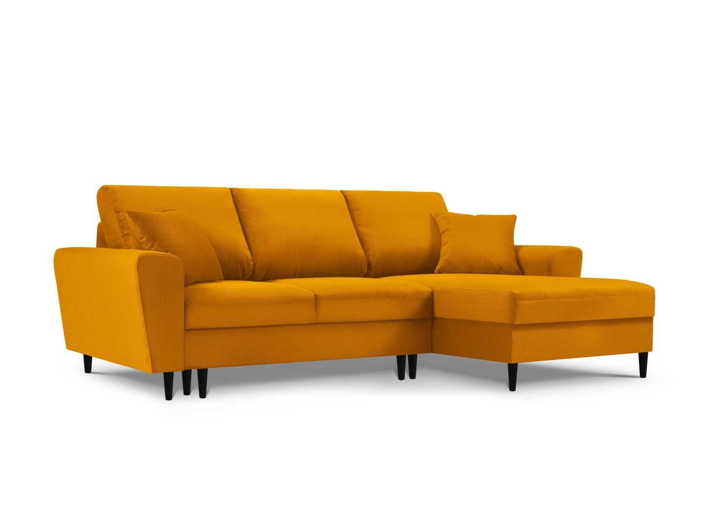 Kyoto Corner Sofa With Bed Function And Box, 4 Seats, 241x145 cm — Yellow / Right