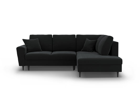 Kyoto Corner Sofa With Bed Function And Box, 5 Seats, 243x194 cm — Black / Black Beech Wood / Right