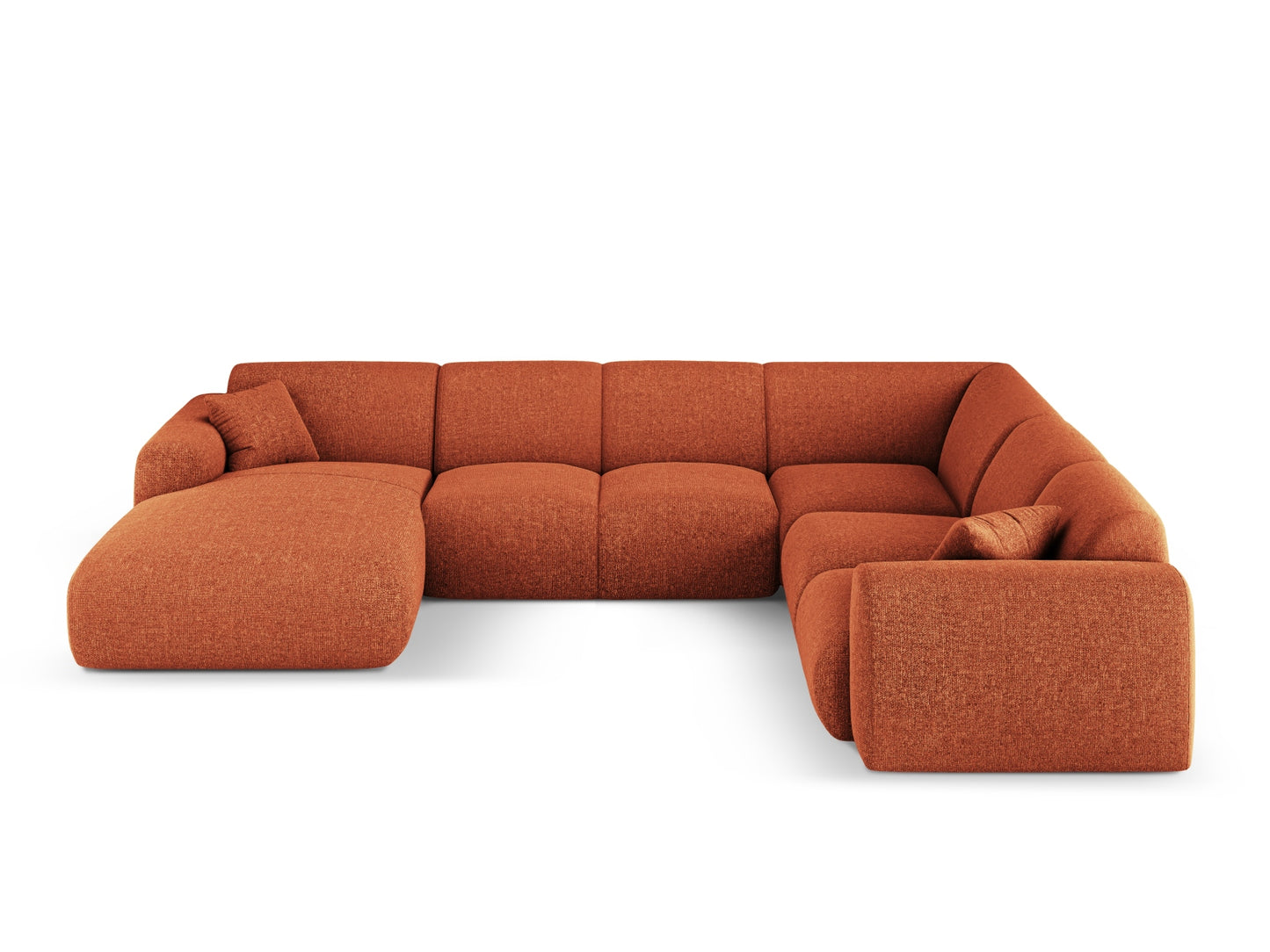 Nolio Panoramic Corner Sofa, 6 Seats, 342x252 cm — Terracotta / Right