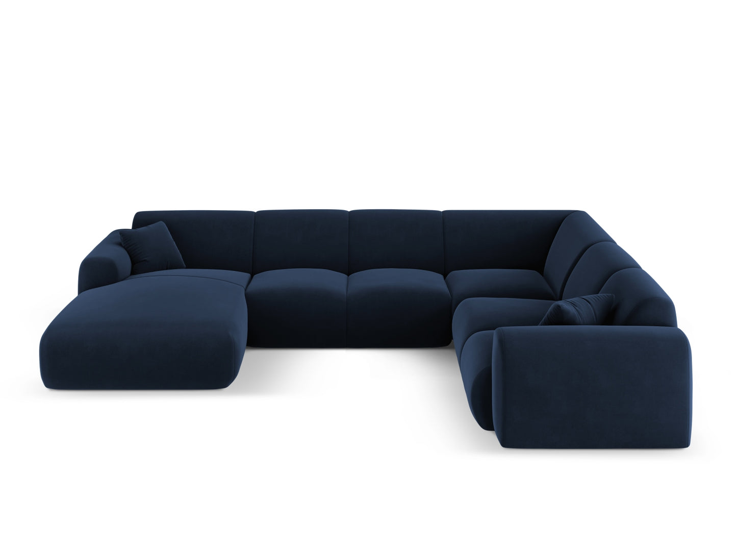 Nolio Panoramic Corner Sofa, 6 Seats, 342x252 cm — Royal Blue / Right