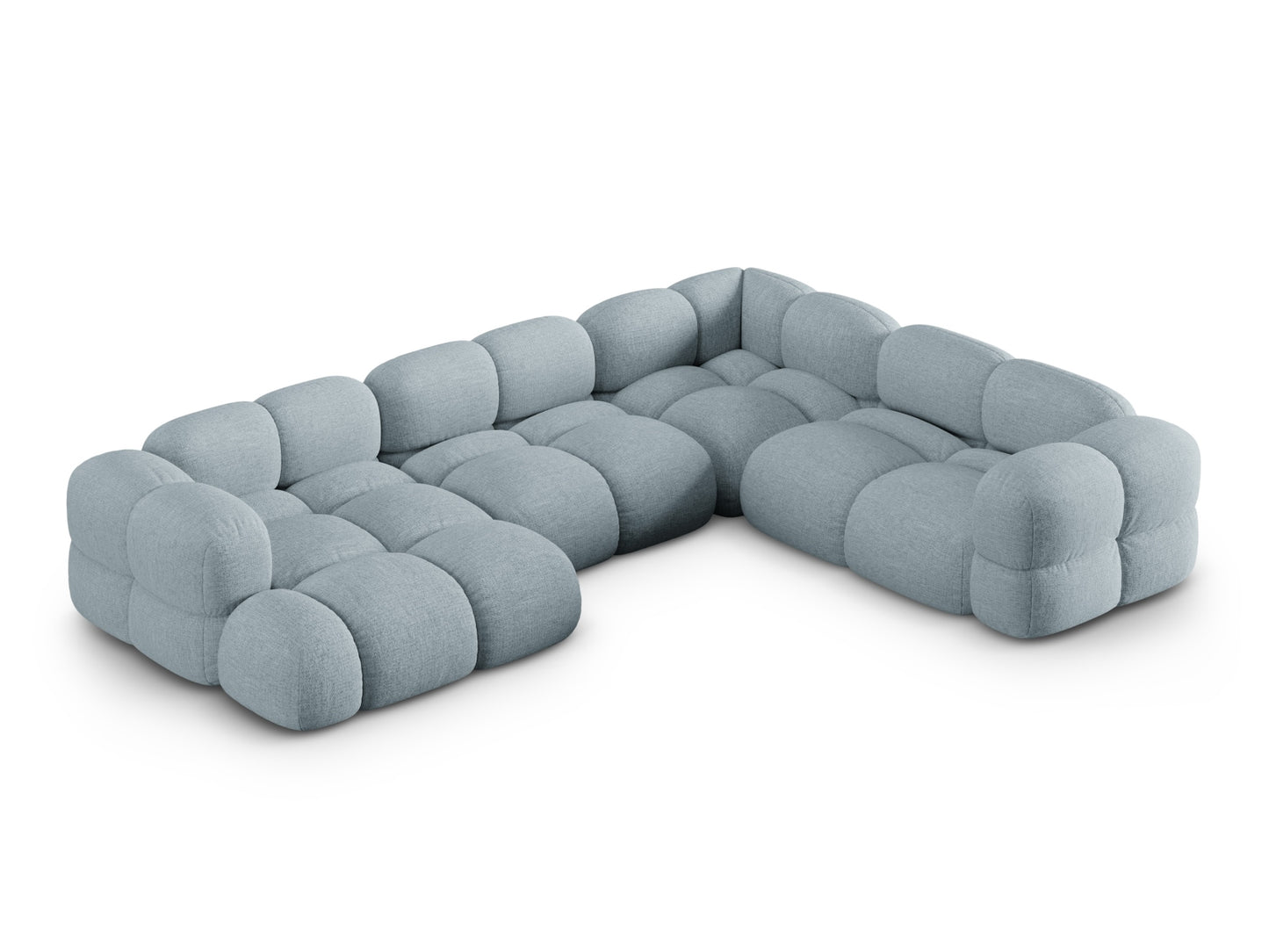 Loretto Panoramic Corner Sofa, 5 Seats, 345x250 cm — Pastel Blue / Right