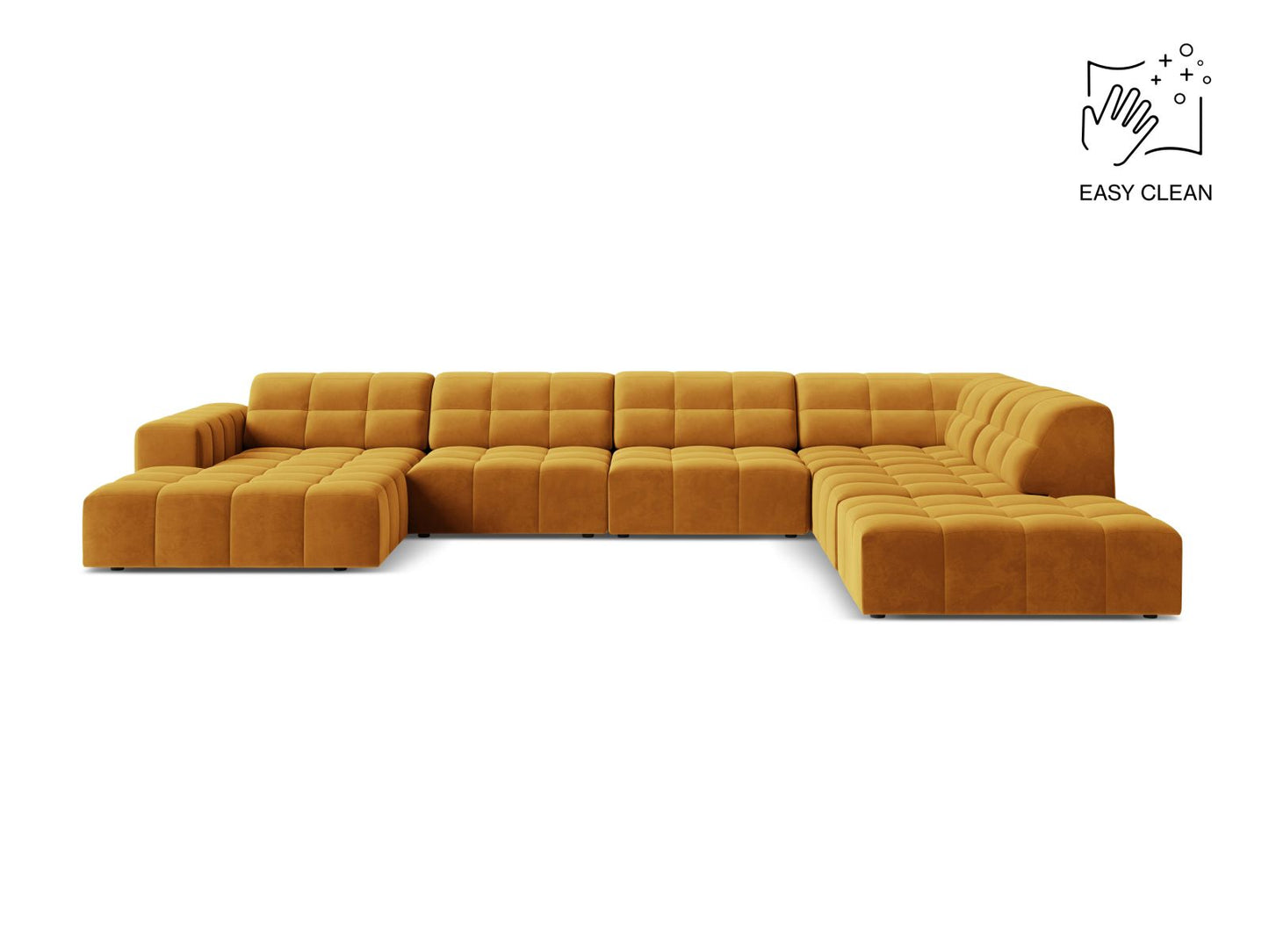 Chicago Panoramic Corner Sofa, 7 Seats, 375x263 cm — Yellow / Right