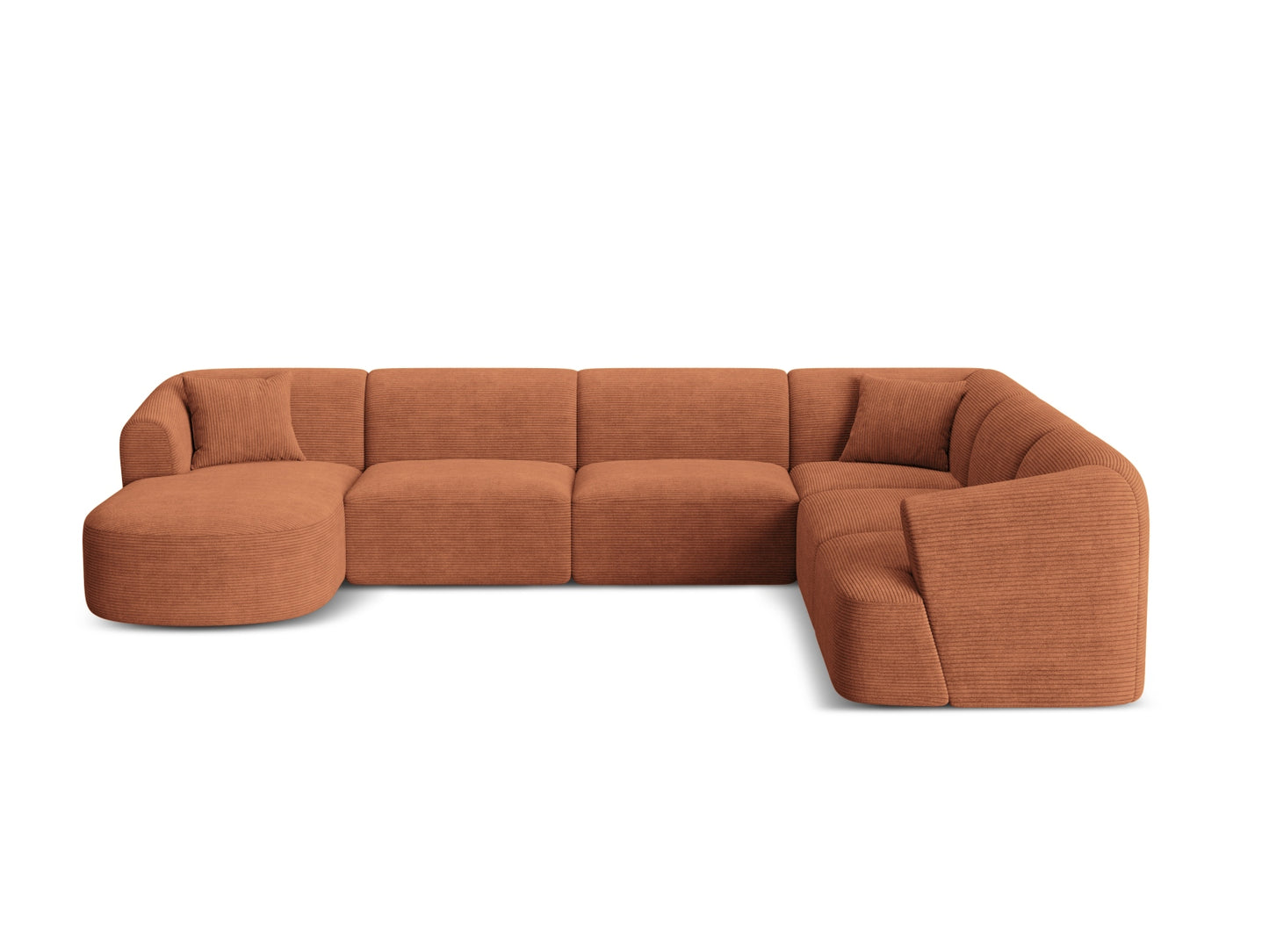 Campi Modular Panoramic Corner Sofa, 7 Seats, 330x255 cm — Terracotta / Right