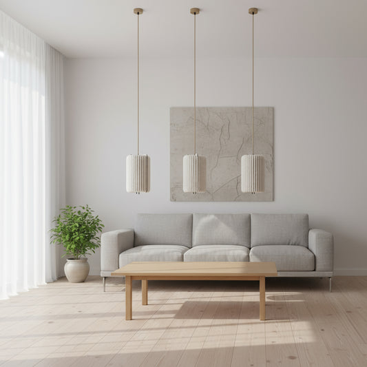 Wool & Wood Pendant Light — Cylinder (Small)