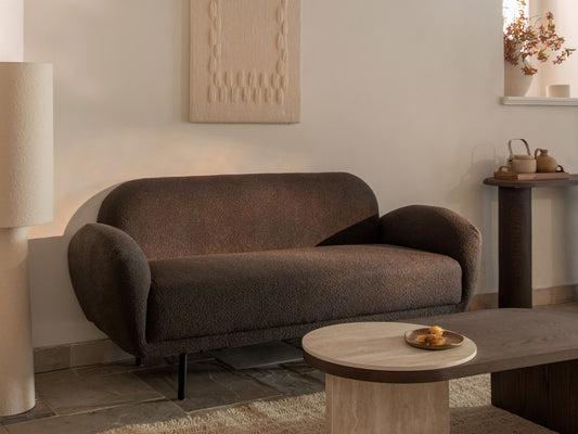 Sessel Bouclé Beige Poppy — Wohnbeispiel