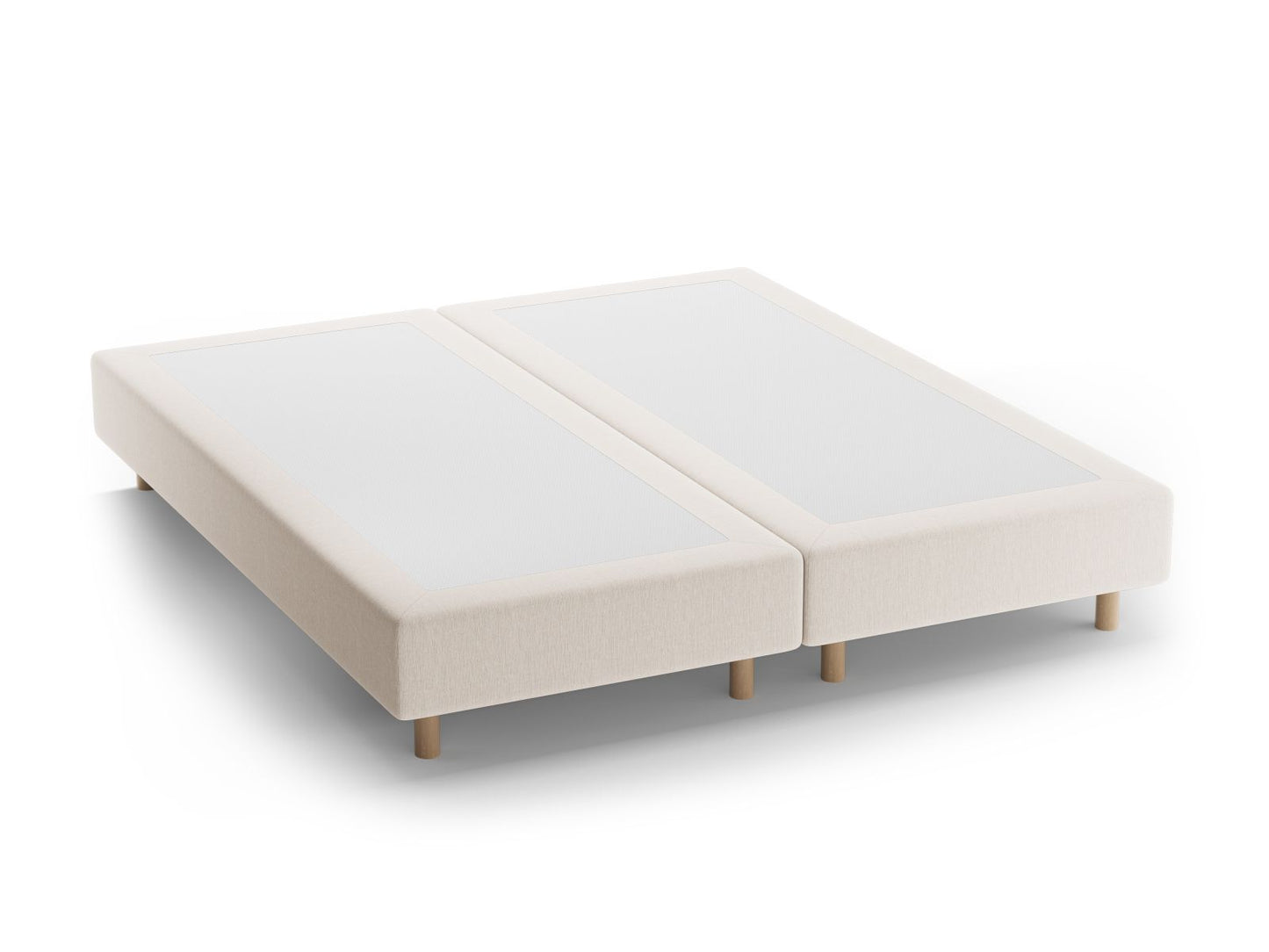 Bettgestell Strukturstoff Beige Whale — White / Natural Beech Wood