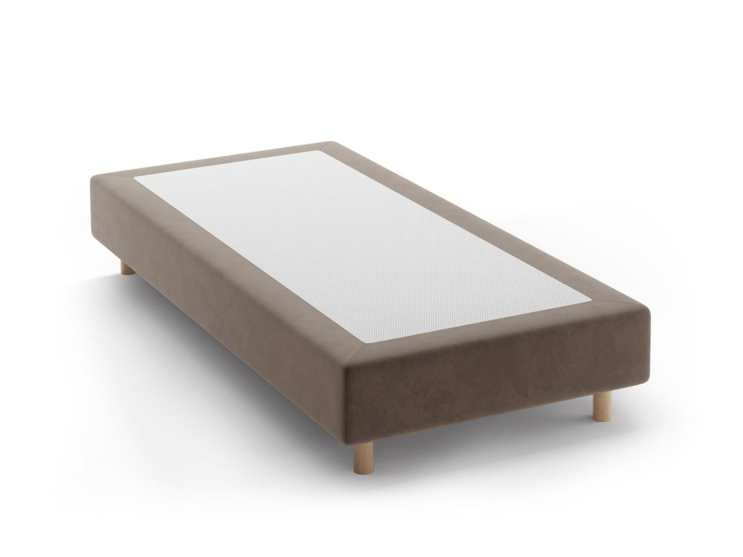 Bettgestell Samt Beige Whale — Warm grey / Natural Beech Wood