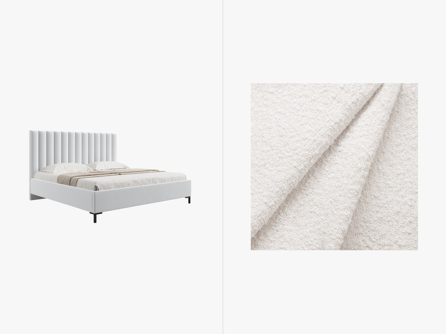 Bett Bouclé Beige Allison — White