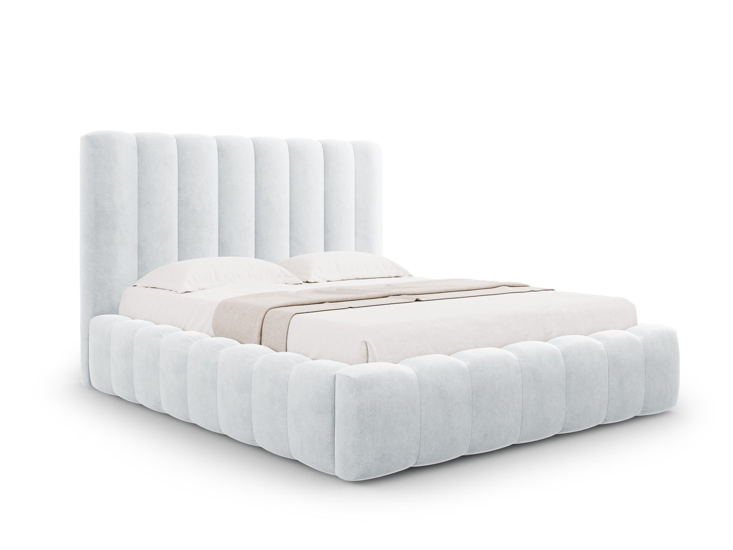 Kelp Storage Bed With Headboard — Light Grey