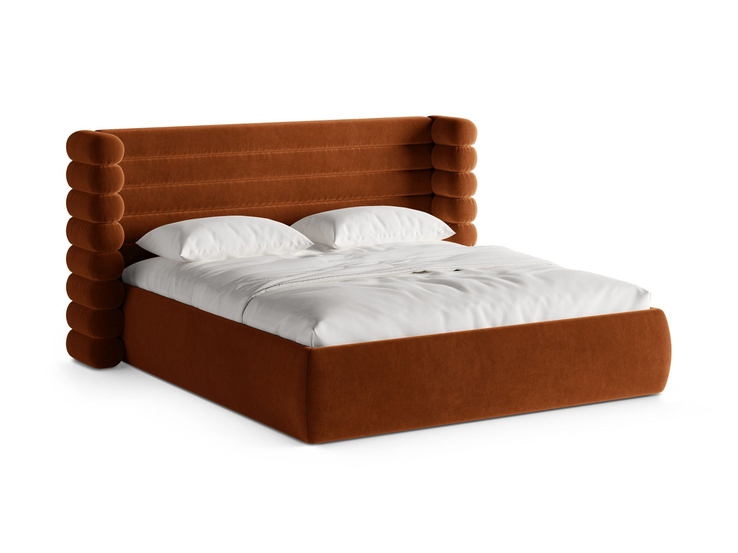 Bett Samt Beige Mount — Terracotta