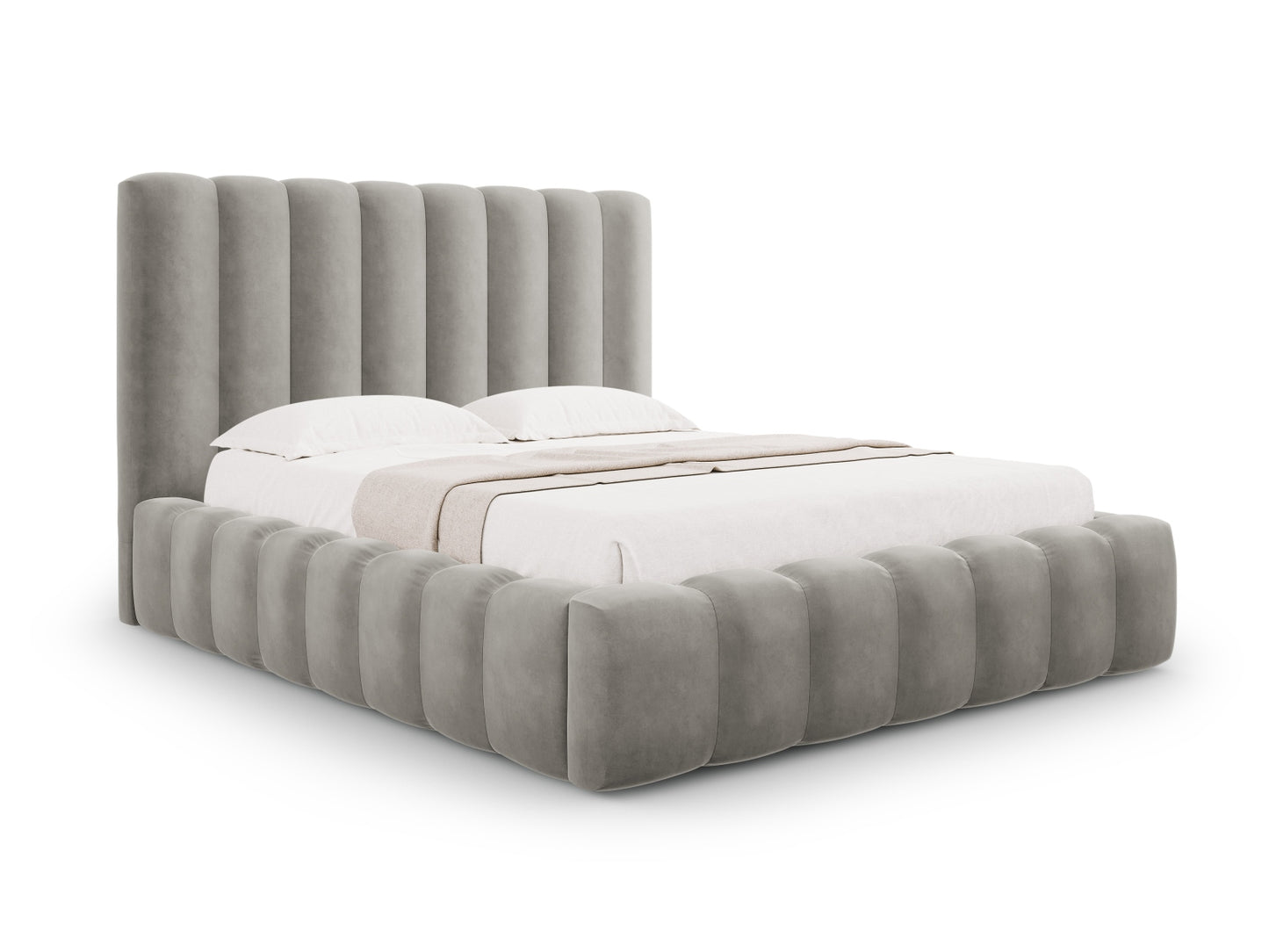 Kelp Storage Bed With Headboard — Light Grey
