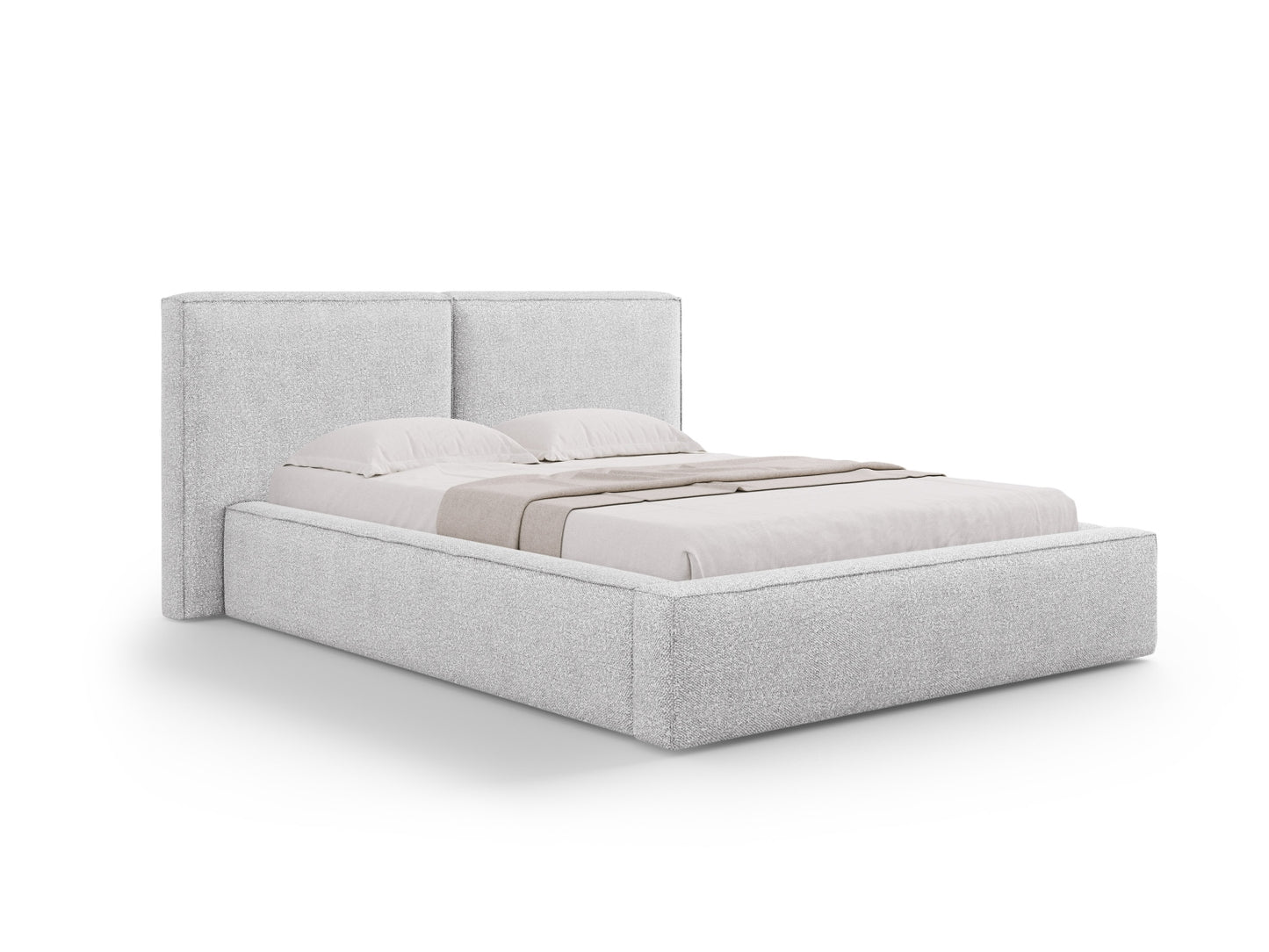 Jodie Storage Bed With Double Headboard — Light Grey