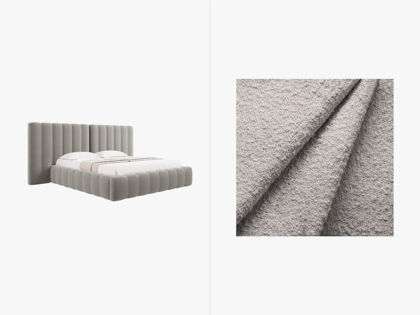 Kelp Storage Bed With Double Headboard — Light Grey