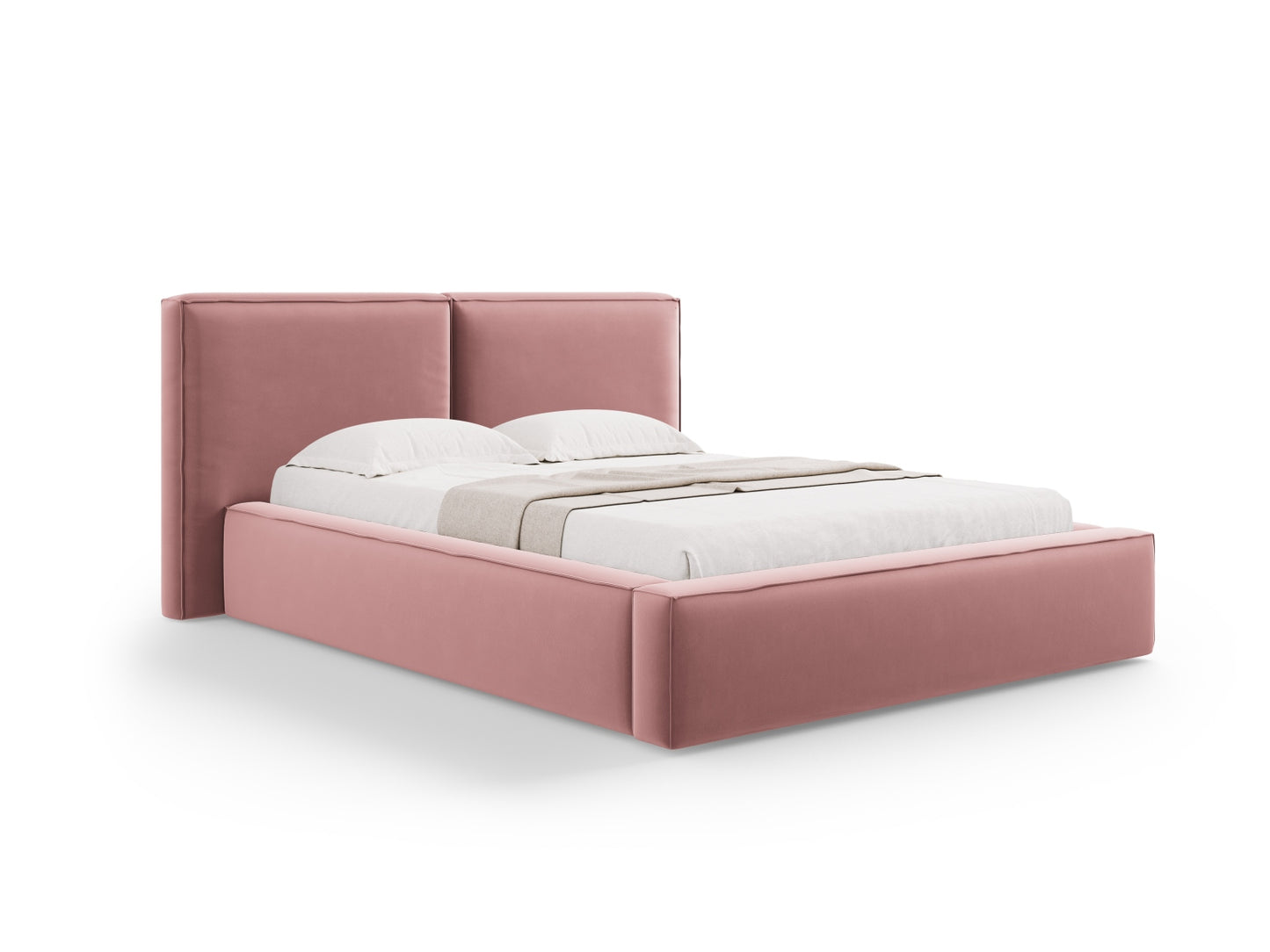 Jodie Storage Bed With Double Headboard — Pink