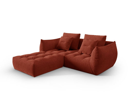 Ecksofa Strukturstoff Auburn Bloom — Wohnbeispiel