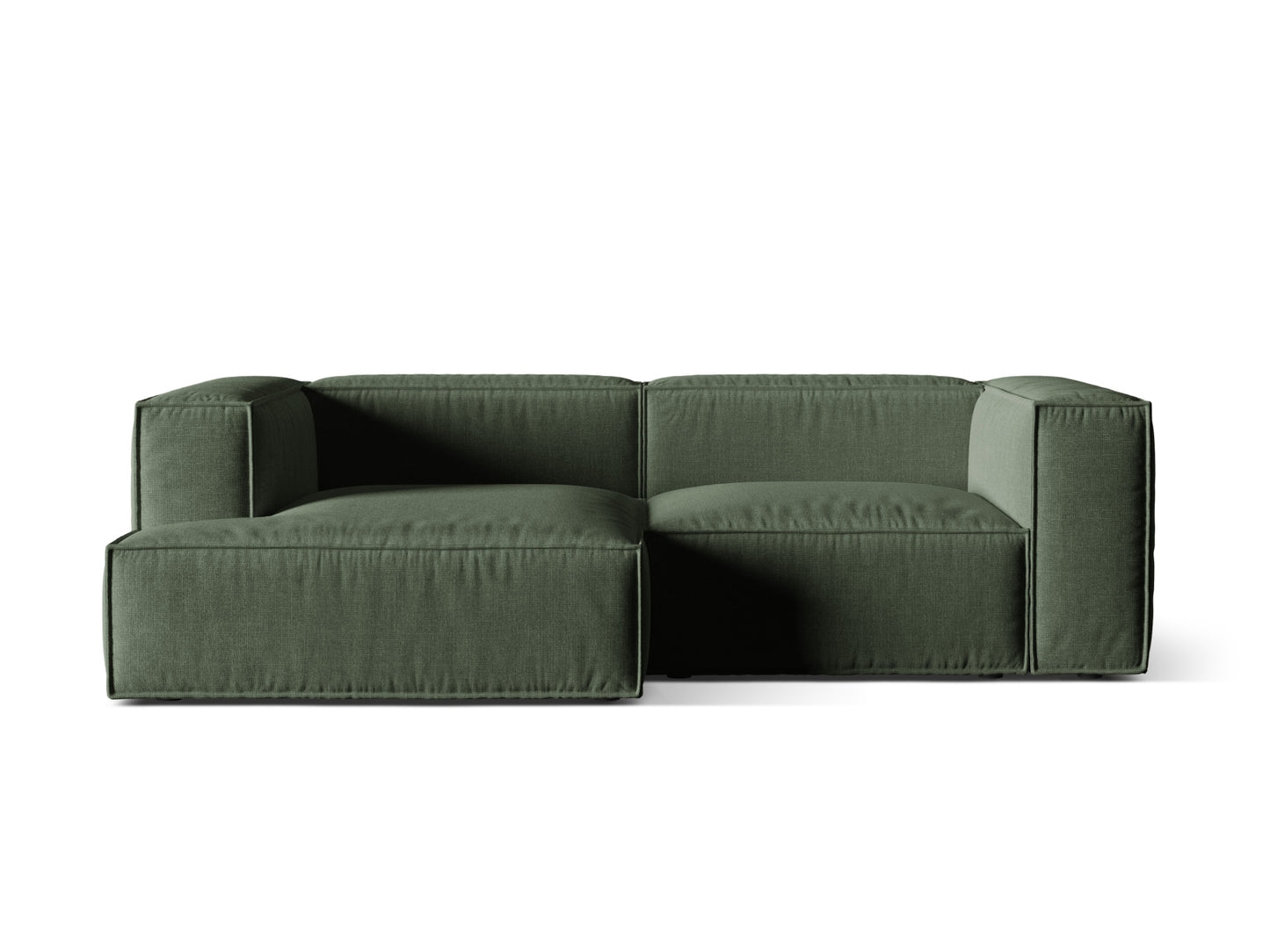 Ecksofa Strukturstoff Beige Nuria — Moss Green