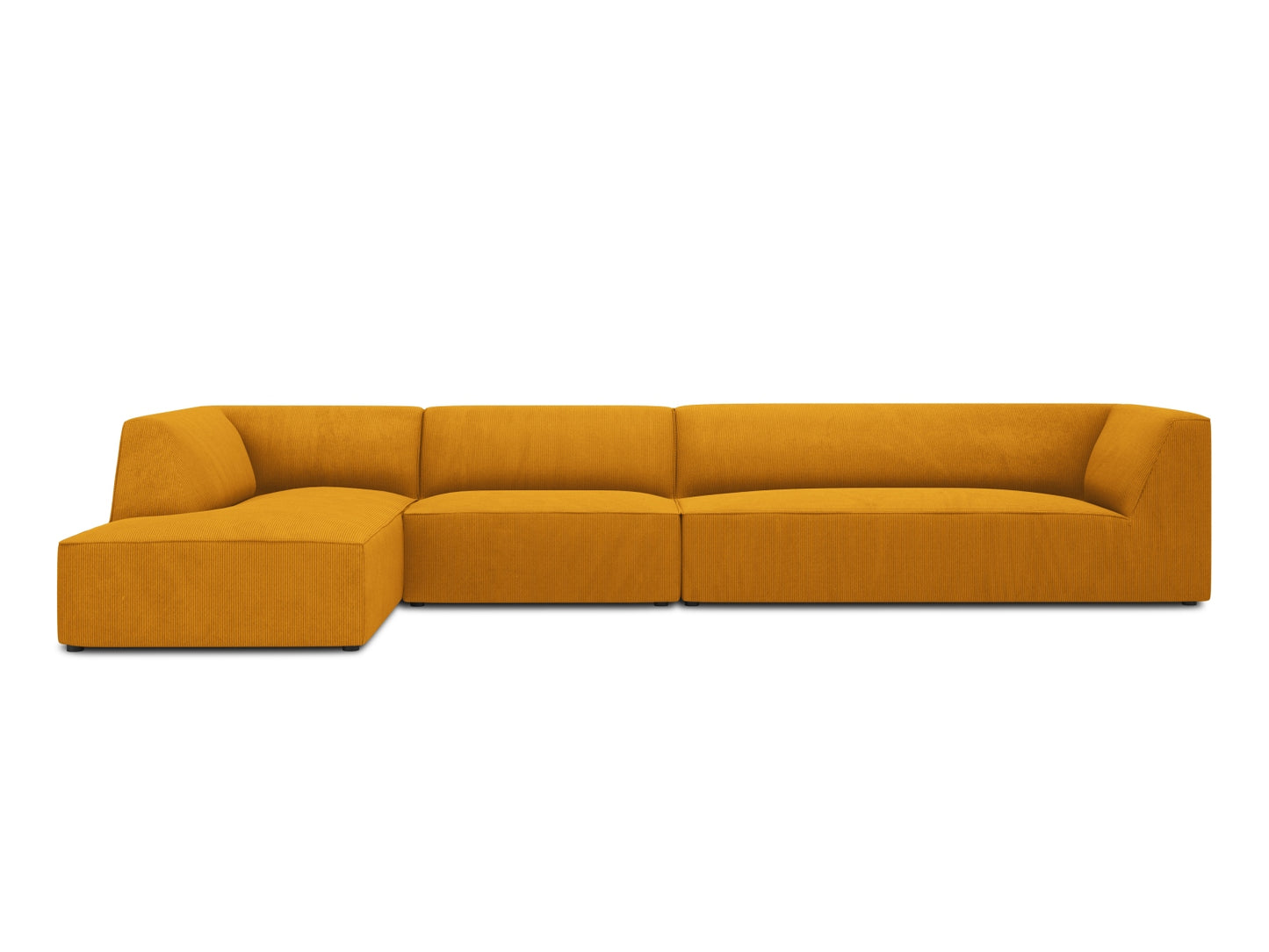 Ecksofa Cord Schwarz Ruby — Light Grey