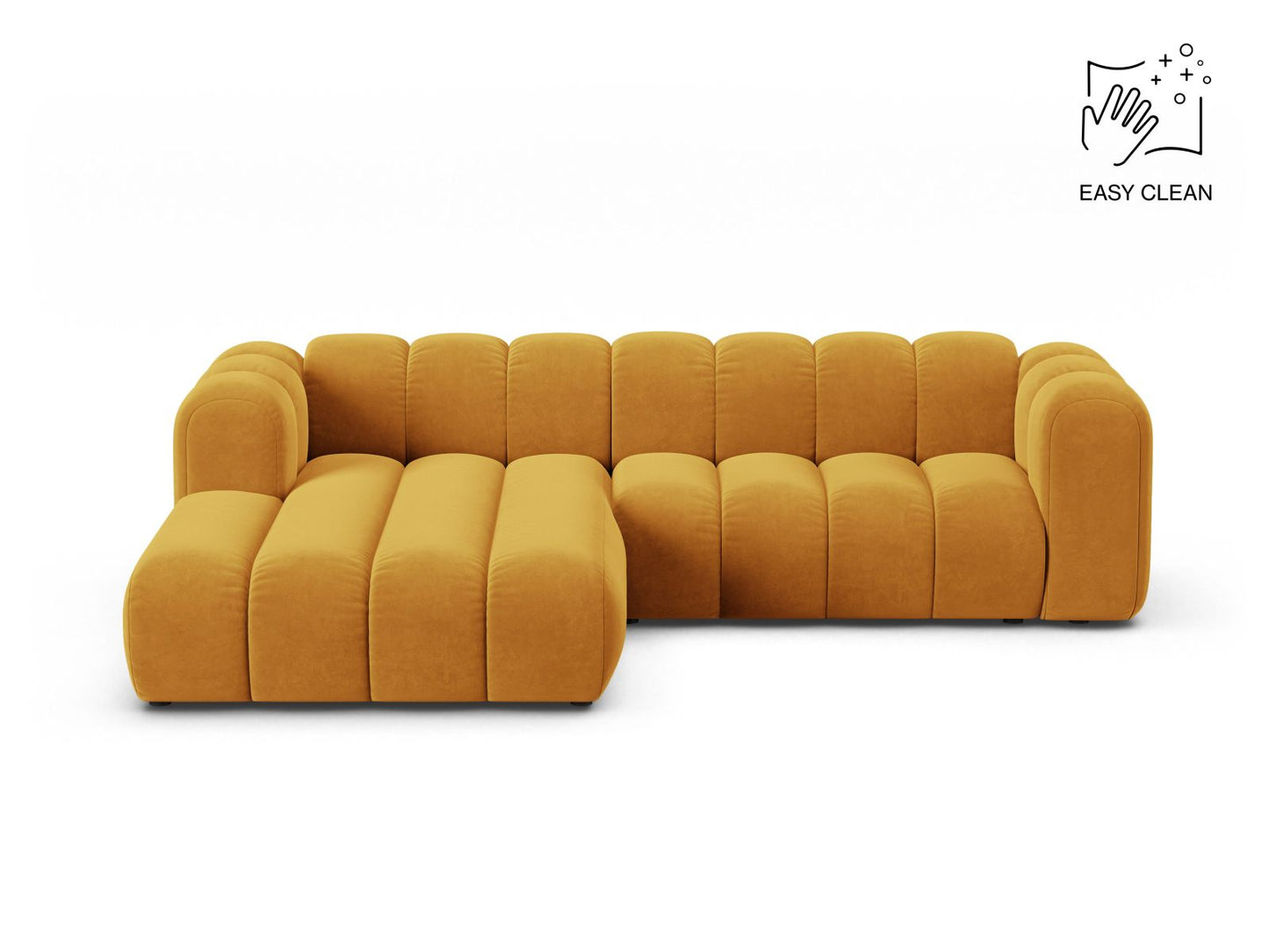 Ecksofa Samt Beige Lupine — Yellow