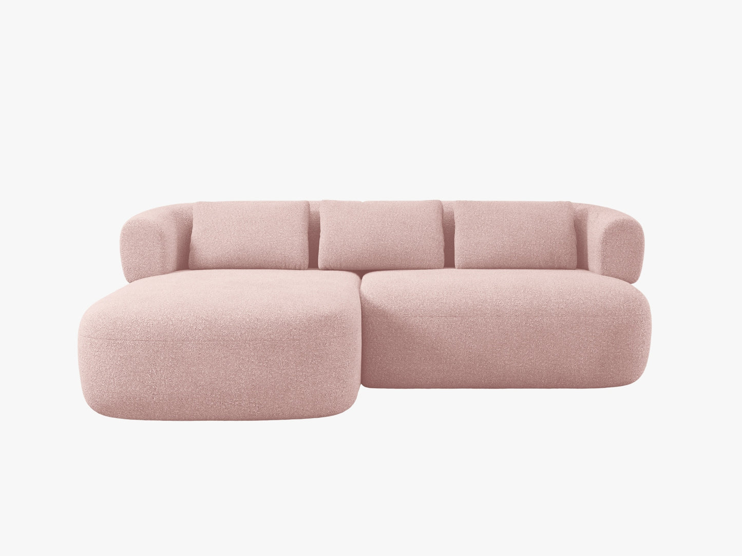 Ecksofa Bouclé Schwarz Jenny — Powder Pink