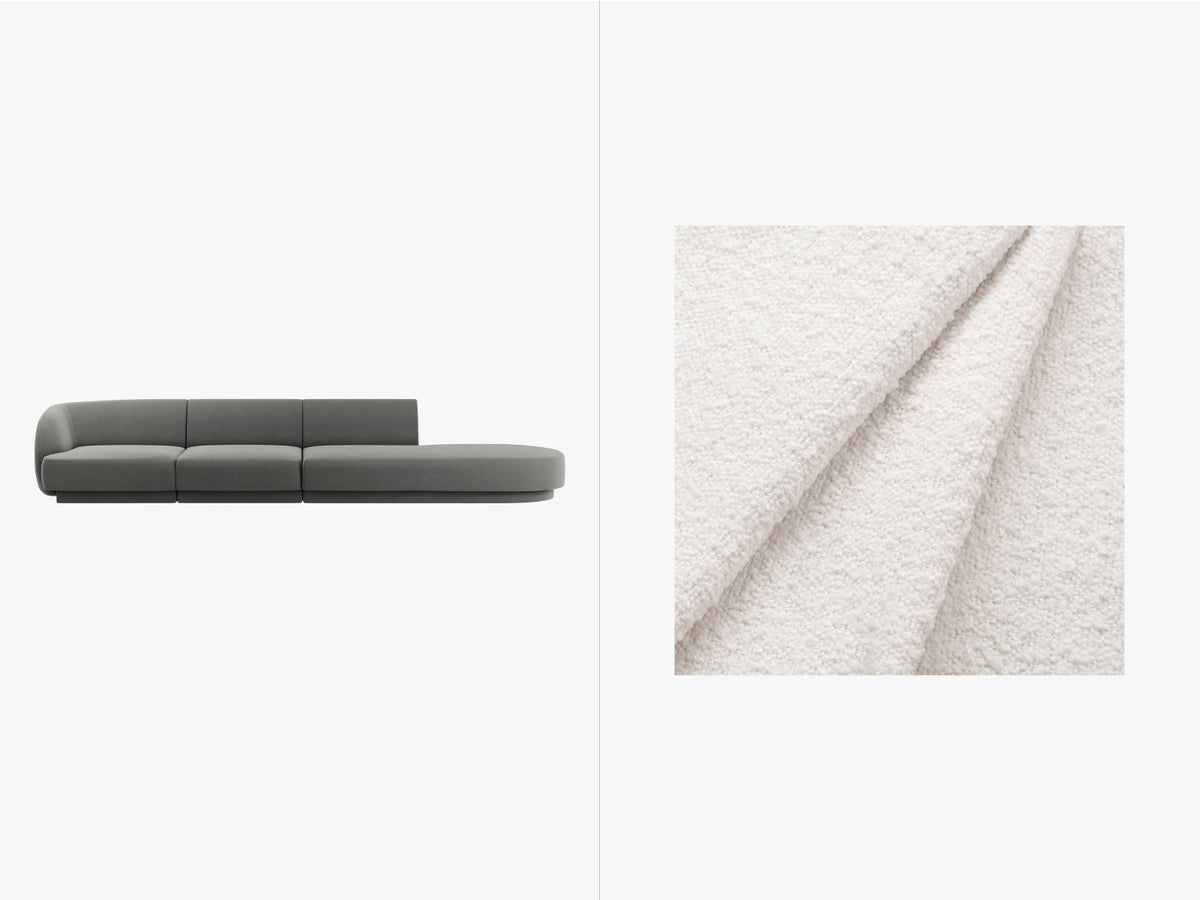 Miley Sofa, 4 Seats, 323x90 cm — White / Right