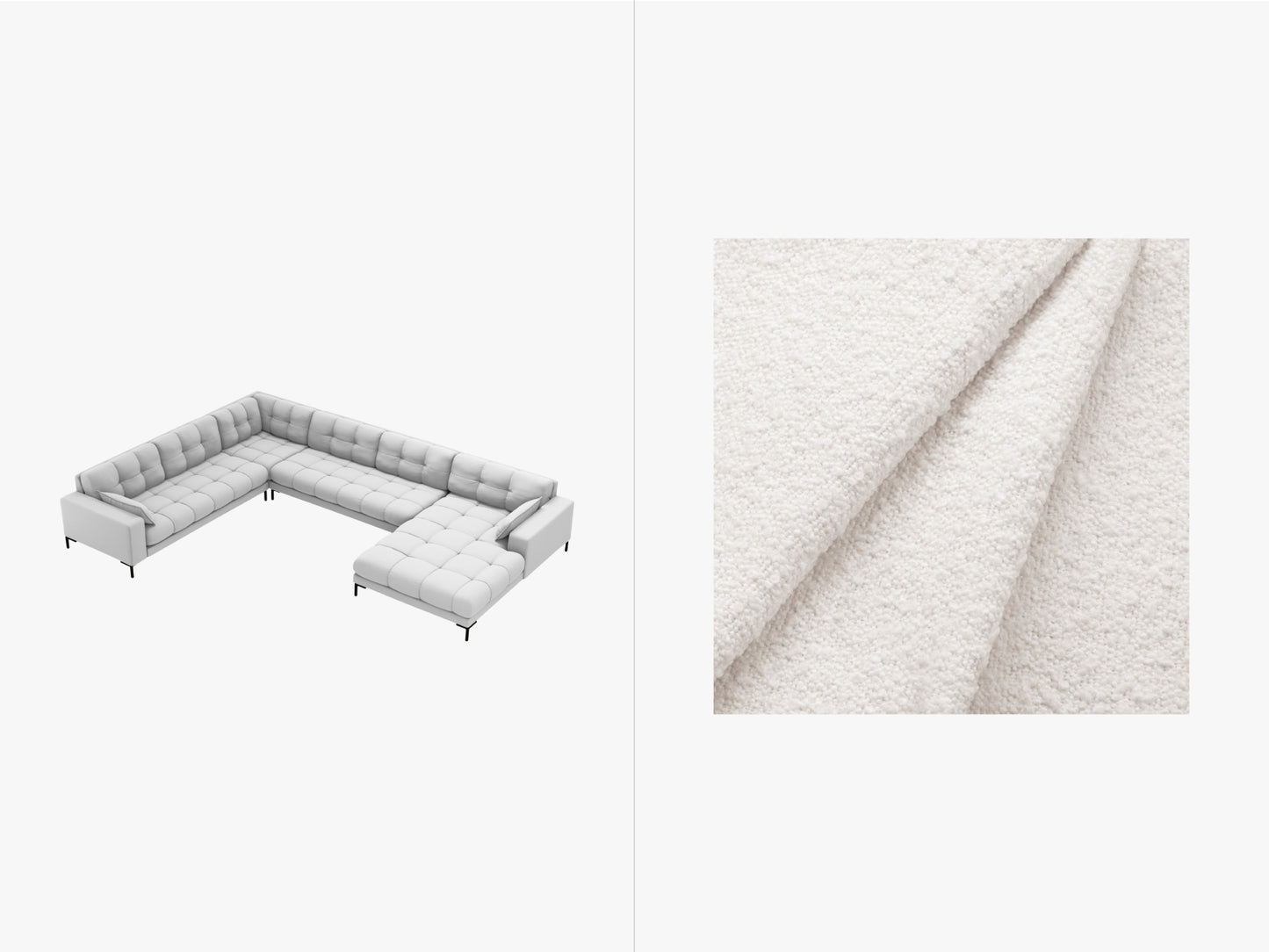 Panorama-Ecksofa Bouclé Beige Mamaia — White