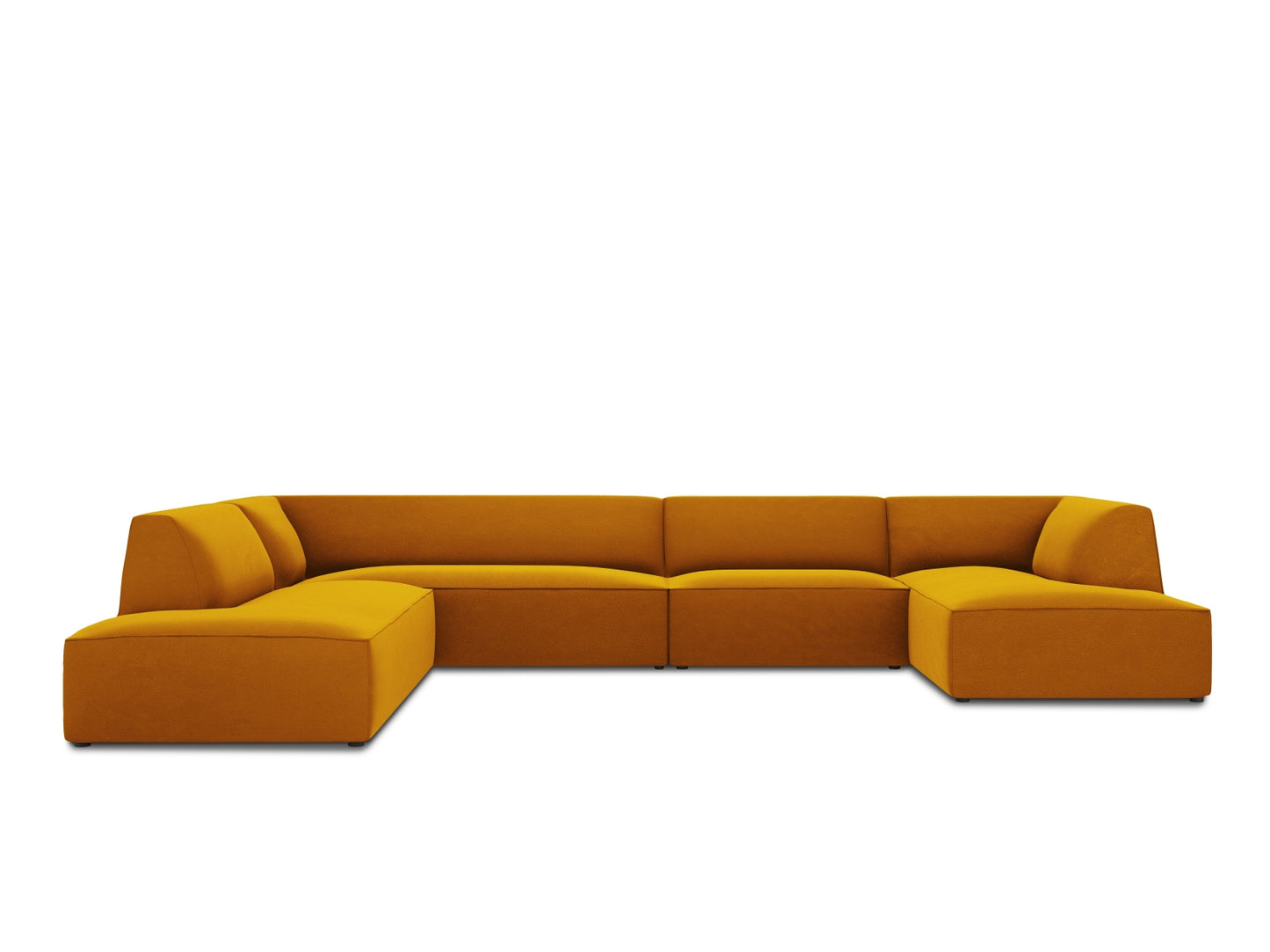 Panorama-Ecksofa Samt Beige Ruby — Royal Blue