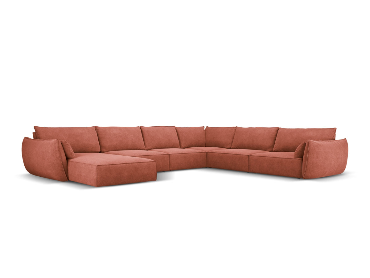 Kaelle Panoramic Corner Sofa, 8 Seats, 384x284 cm — Terracotta / Right