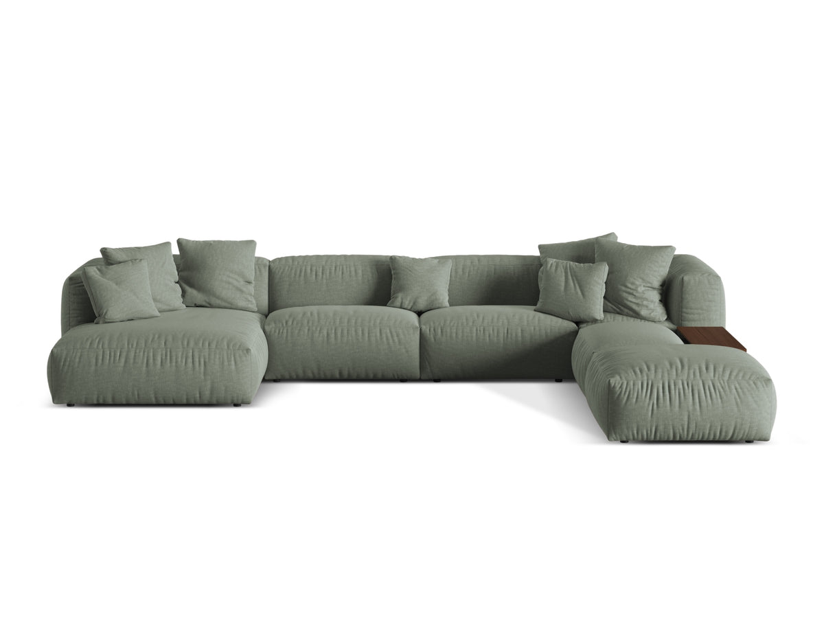 Martina Modular Panoramic Corner Sofa, 5 Seats, 406x280 cm — Moss Green / Right