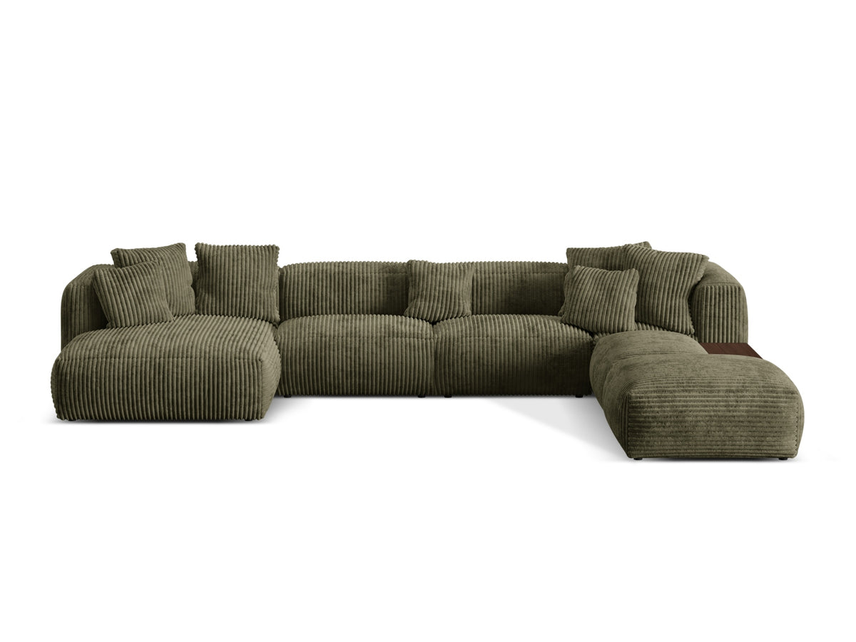 Martina Modular Panoramic Corner Sofa, 5 Seats, 406x280 cm — Moss Green / Right