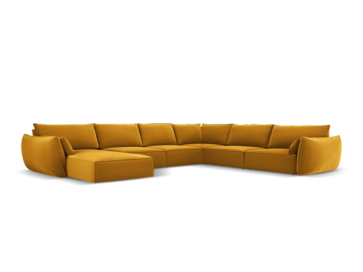 Kaelle Panoramic Corner Sofa, 8 Seats, 384x284 cm — Yellow / Right