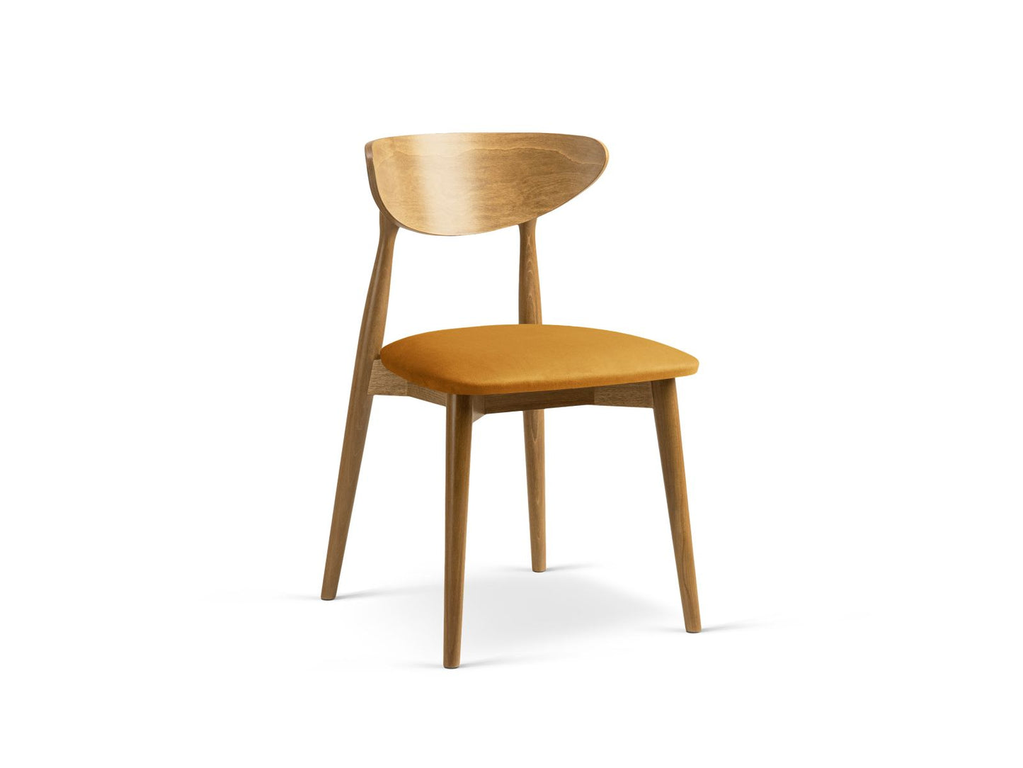 Leon Set of 2 Chairs, 47.5x48 cm — Mustard / American Walnut