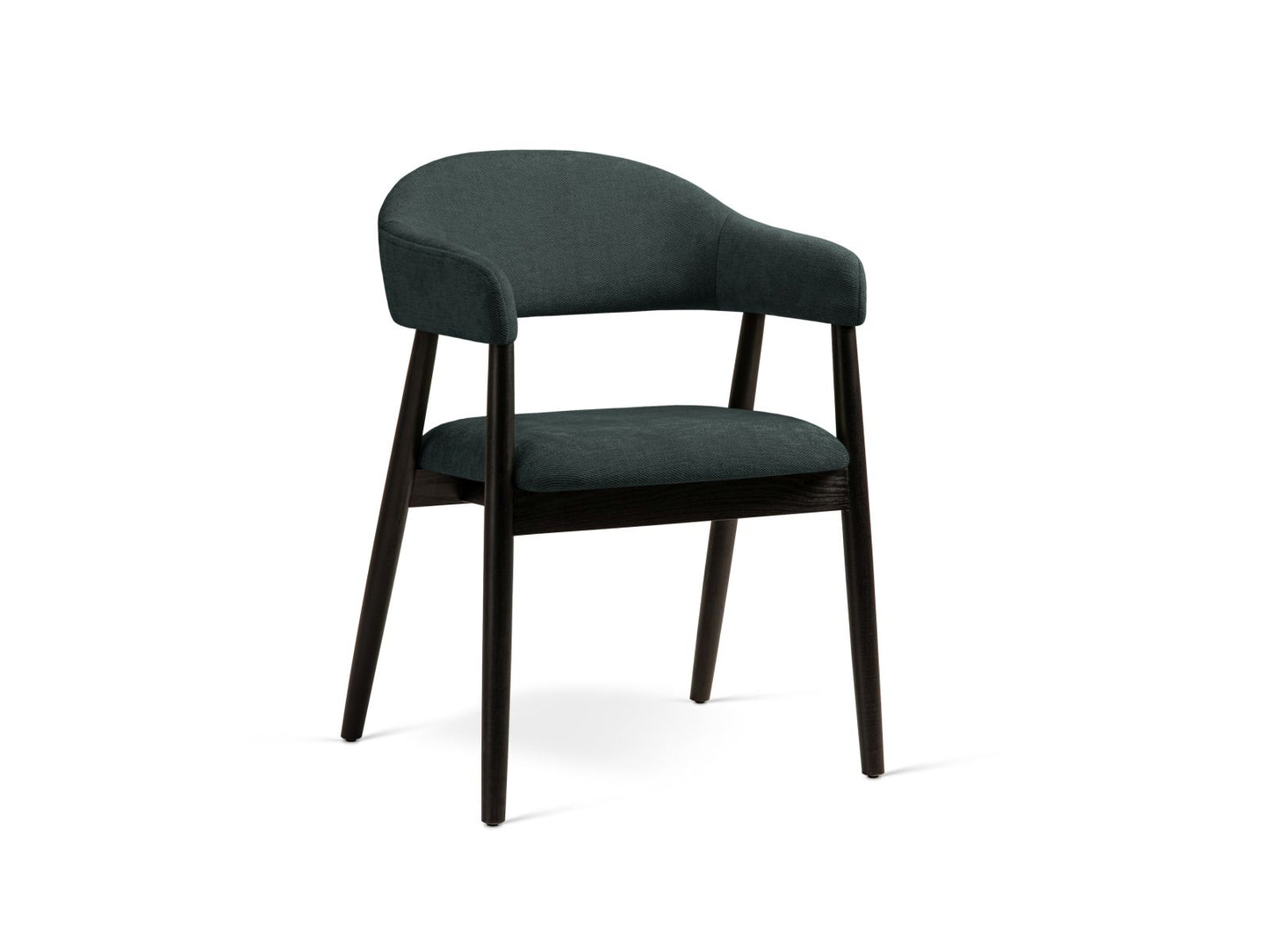 Adra Set of 2 Boucle Chairs, 56x59 cm — Petrol / Walnut