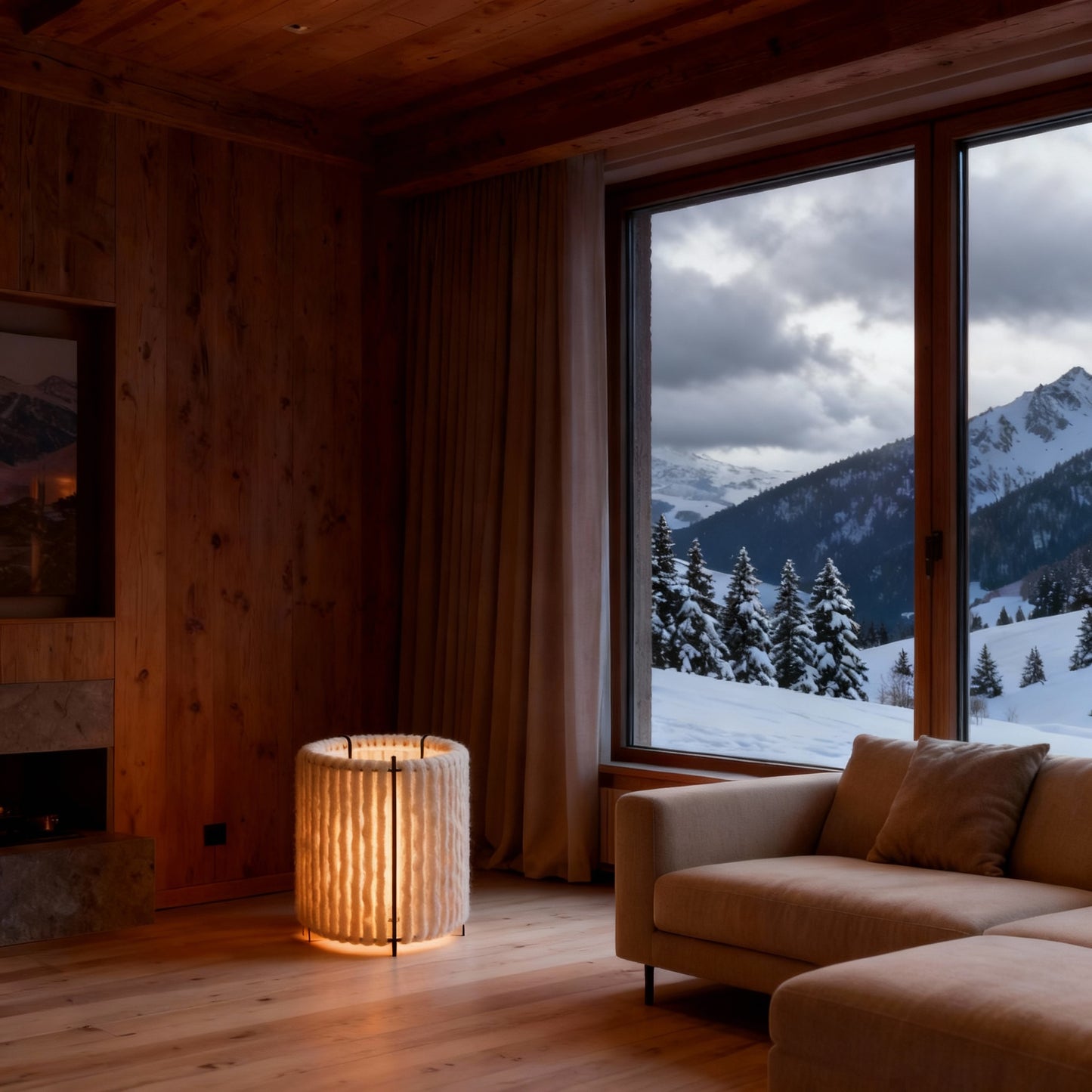 Wool & Wood Floor Lamp — Cylinder