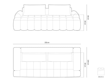 Linz Sofa With Bed Function And Box, 4 Seats, 250x100 cm