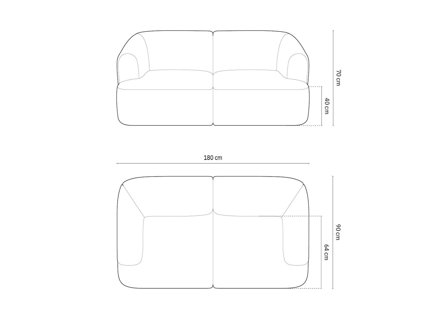 Campi Modular Sofa, 2 Seats, 180x90 cm
