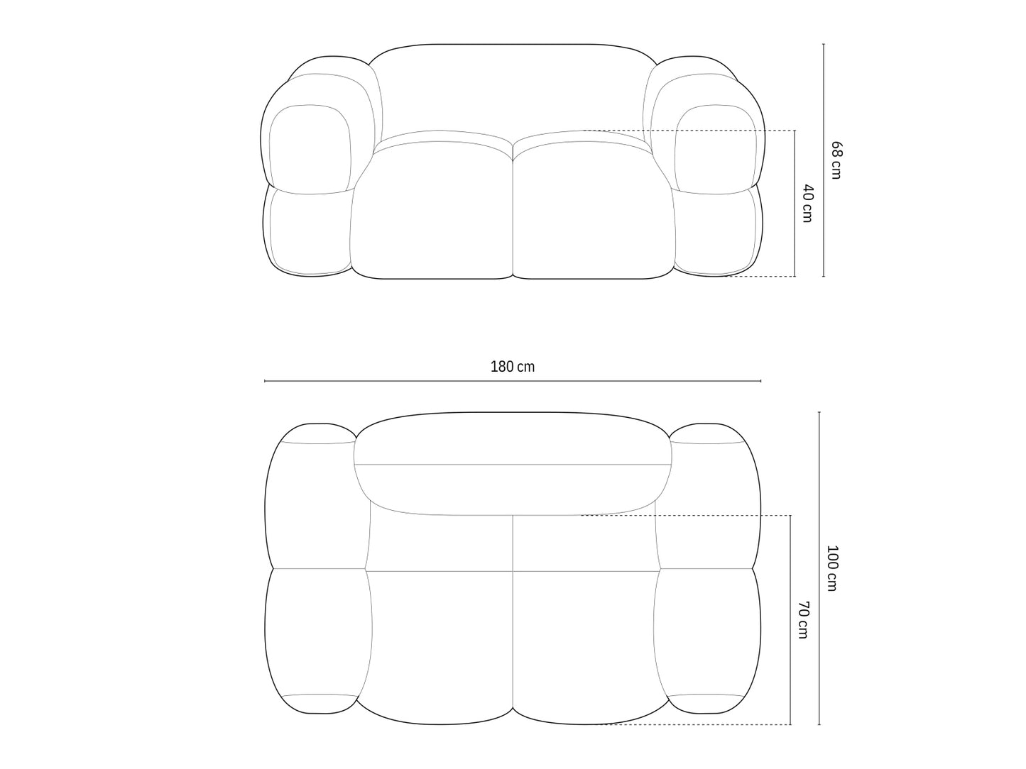 Loretto Sofa, 2 Seats, 180x100 cm