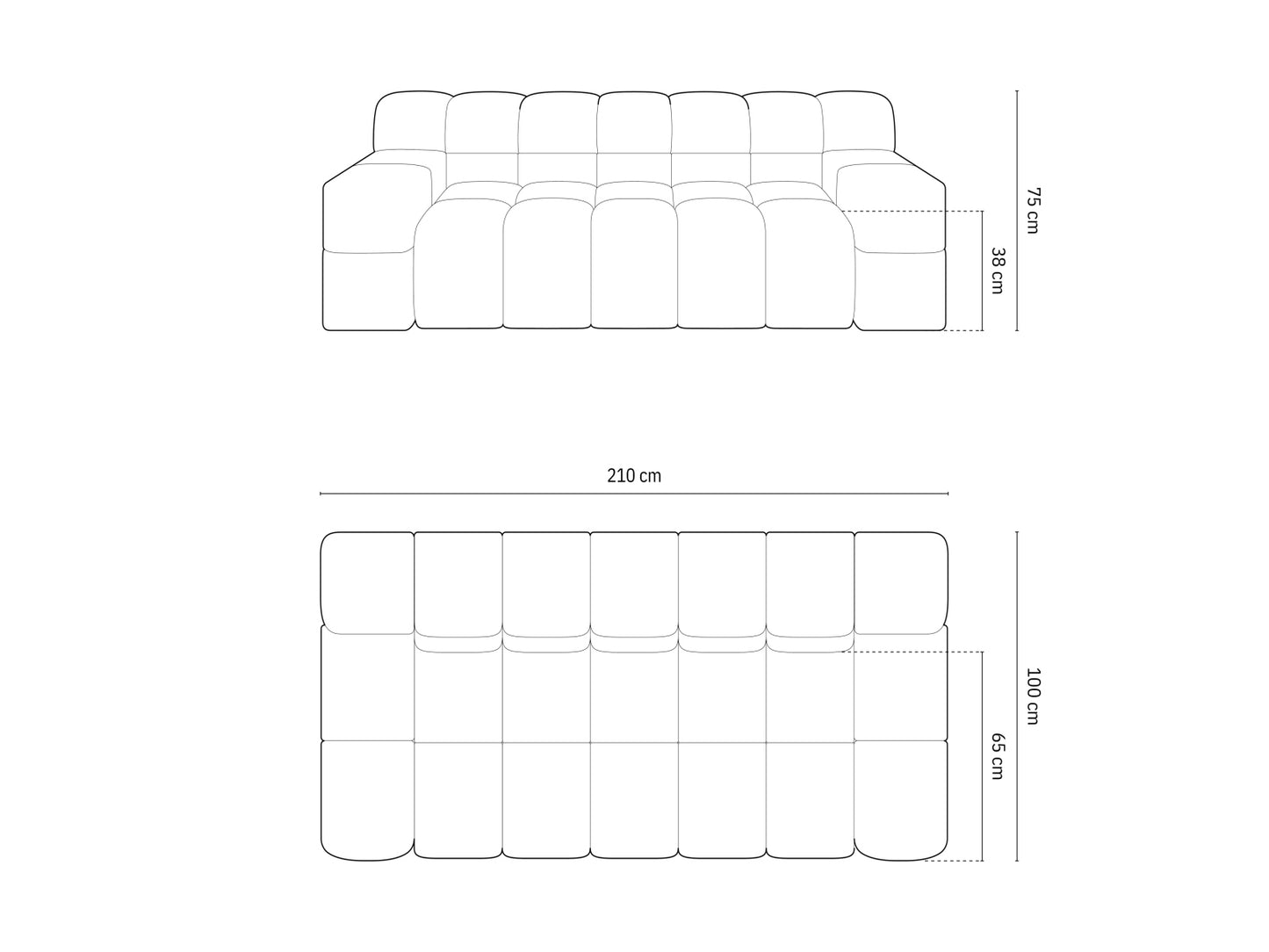 Hawaii Sofa, 2 Seats, 210x100 cm