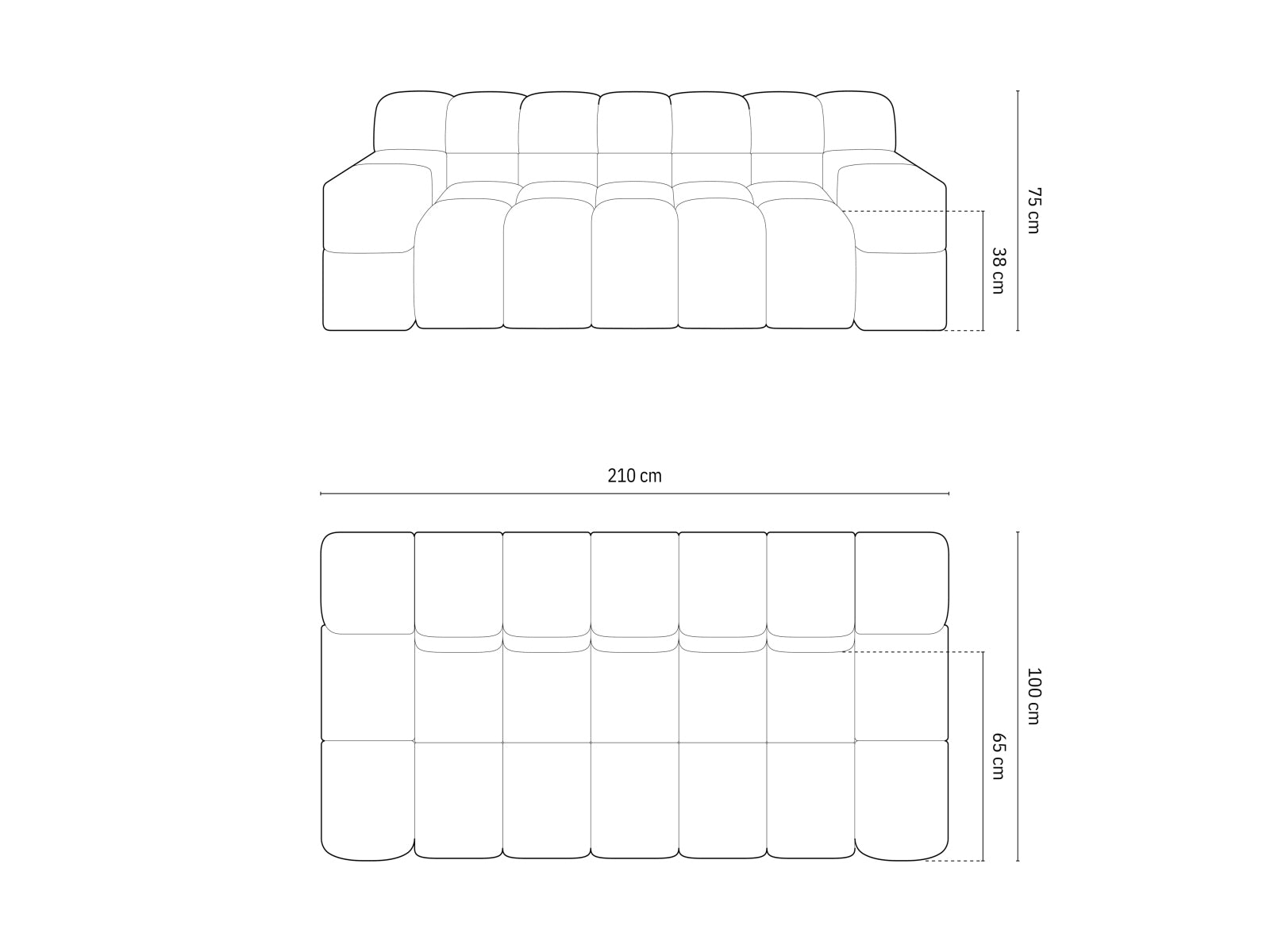 Hawaii Sofa, 2 Seats, 210x100 cm