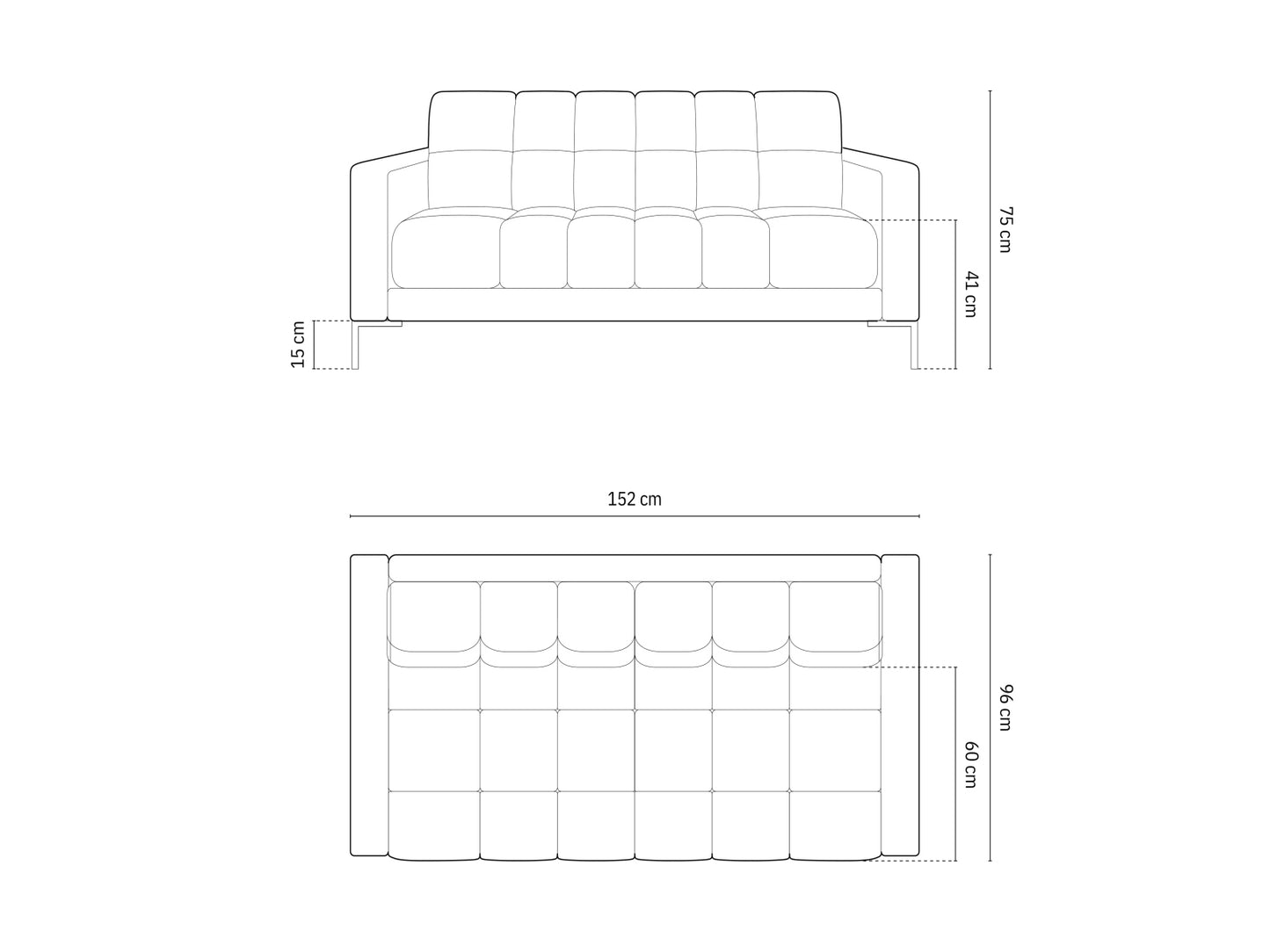 Bali Sofa, 2 Seats, 152x96 cm