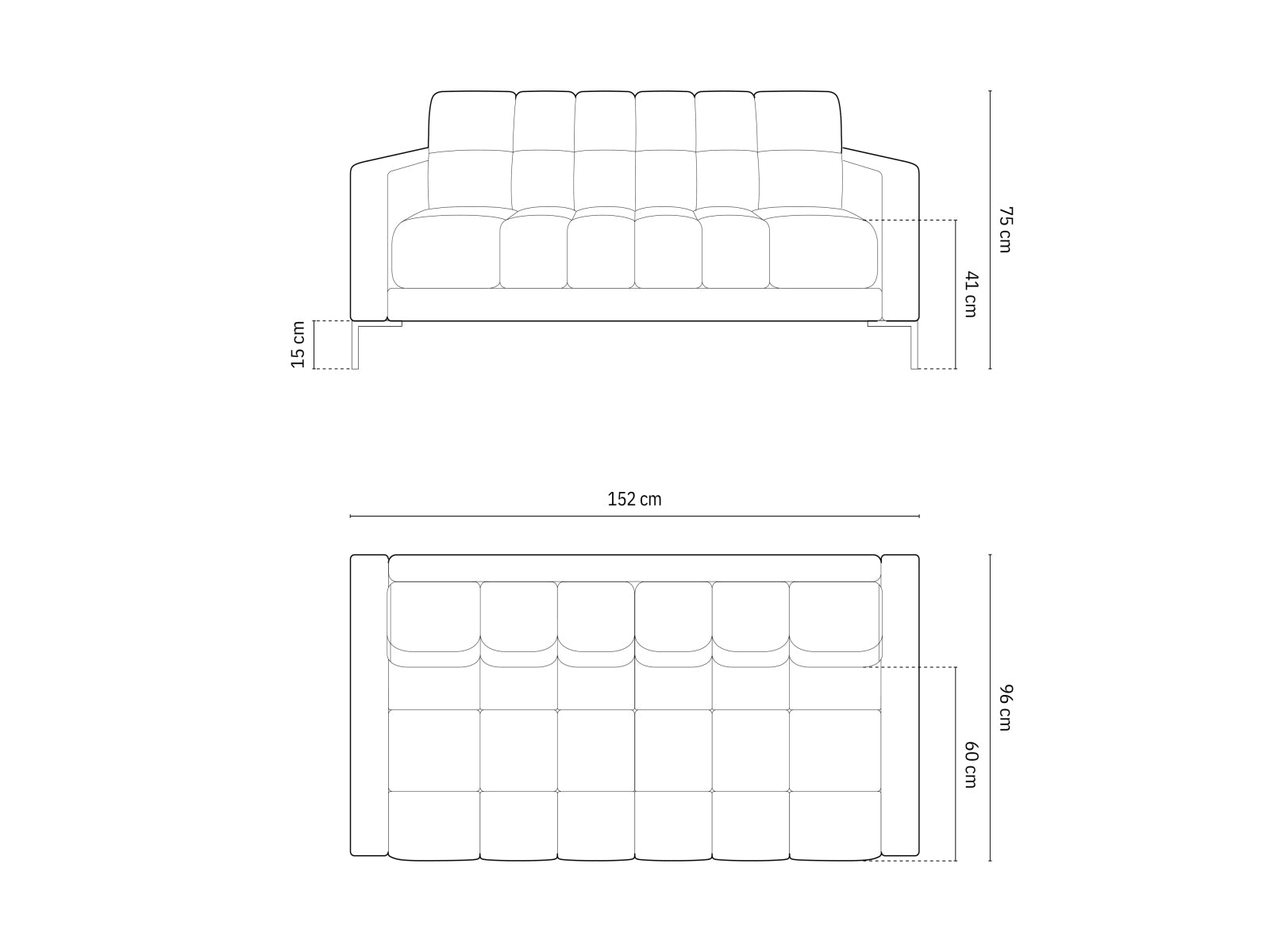 Bali Sofa, 2 Seats, 152x96 cm