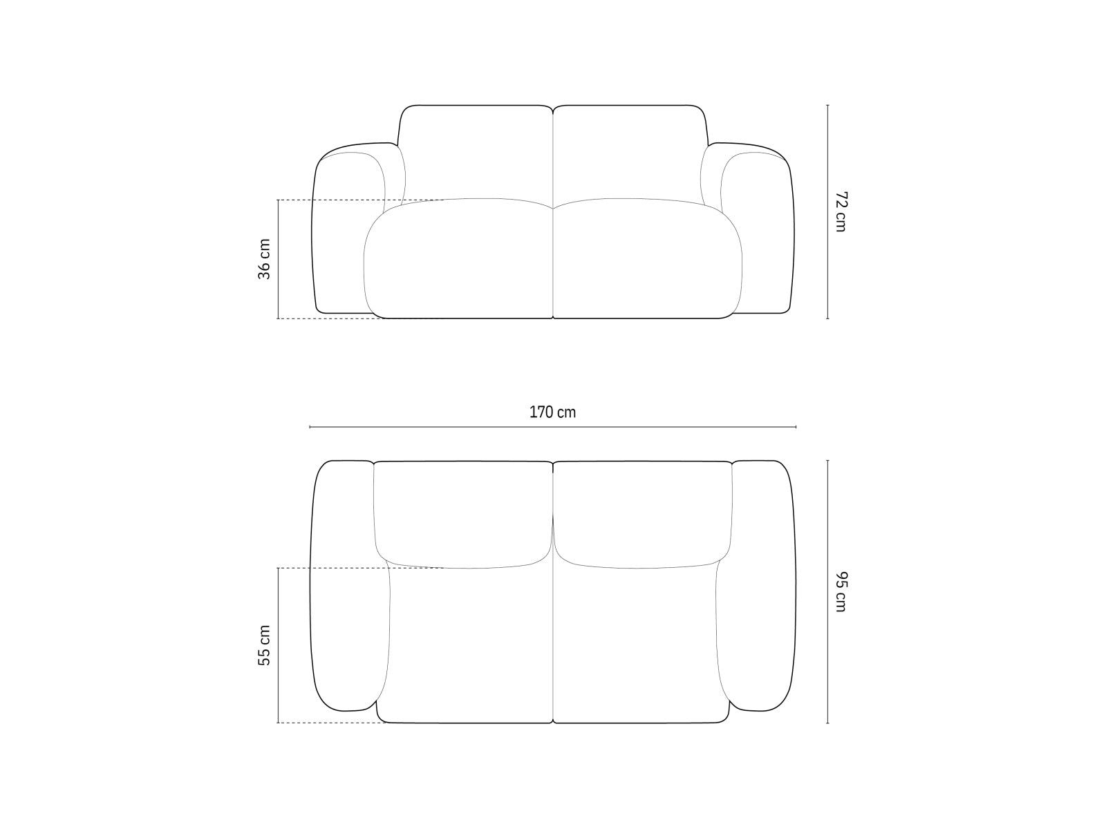 Nolio Sofa, 2 Seats, 170x95 cm