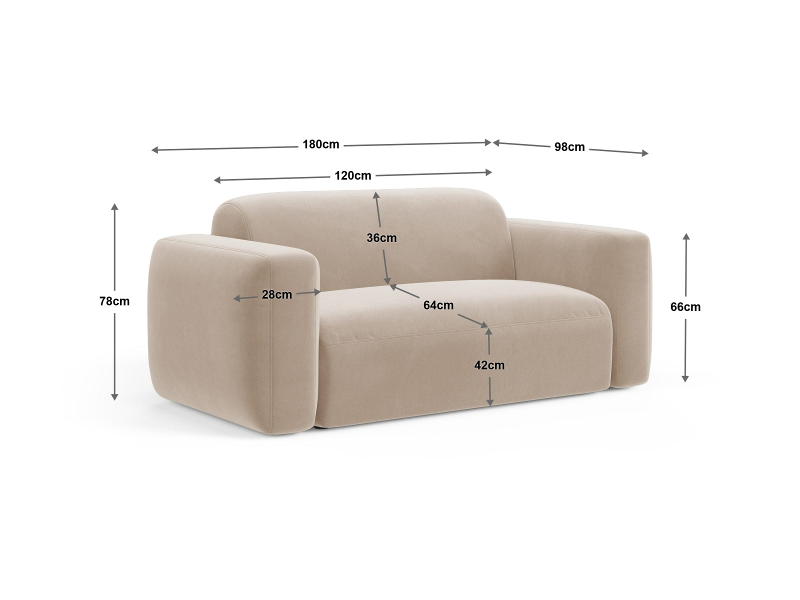 Strino Modular Sofa, 2 Seats, 180x98 cm