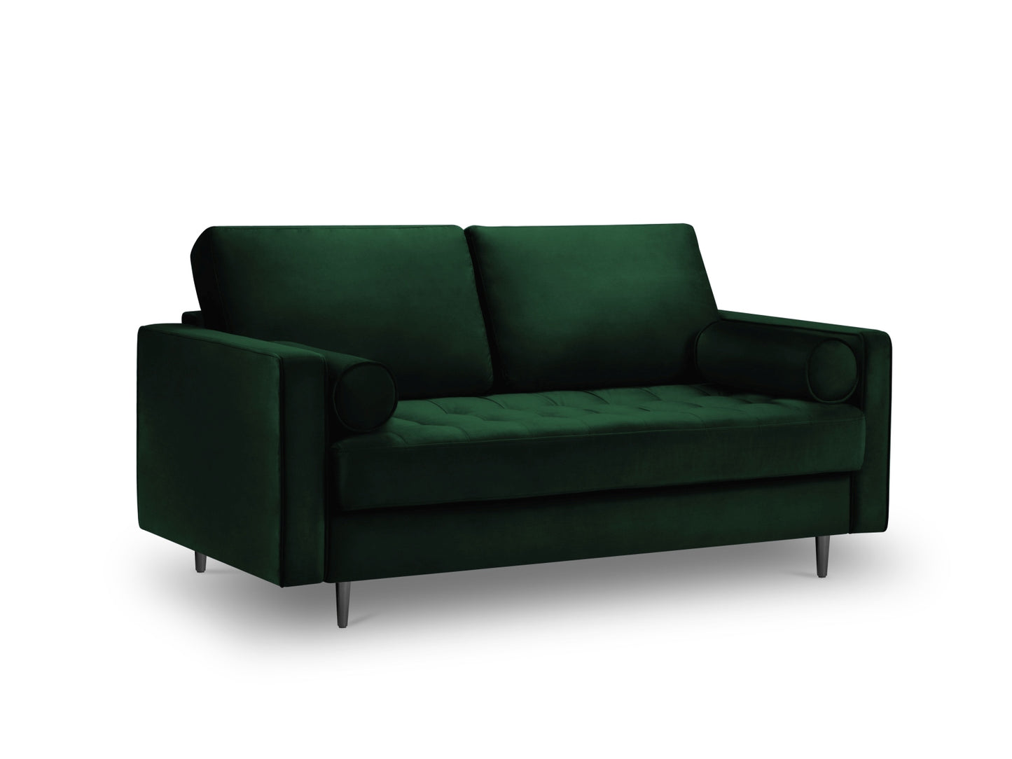 Aspen Sofa, 2 Seats, 174x90 cm — Bottle Green / Black Chrome Metal