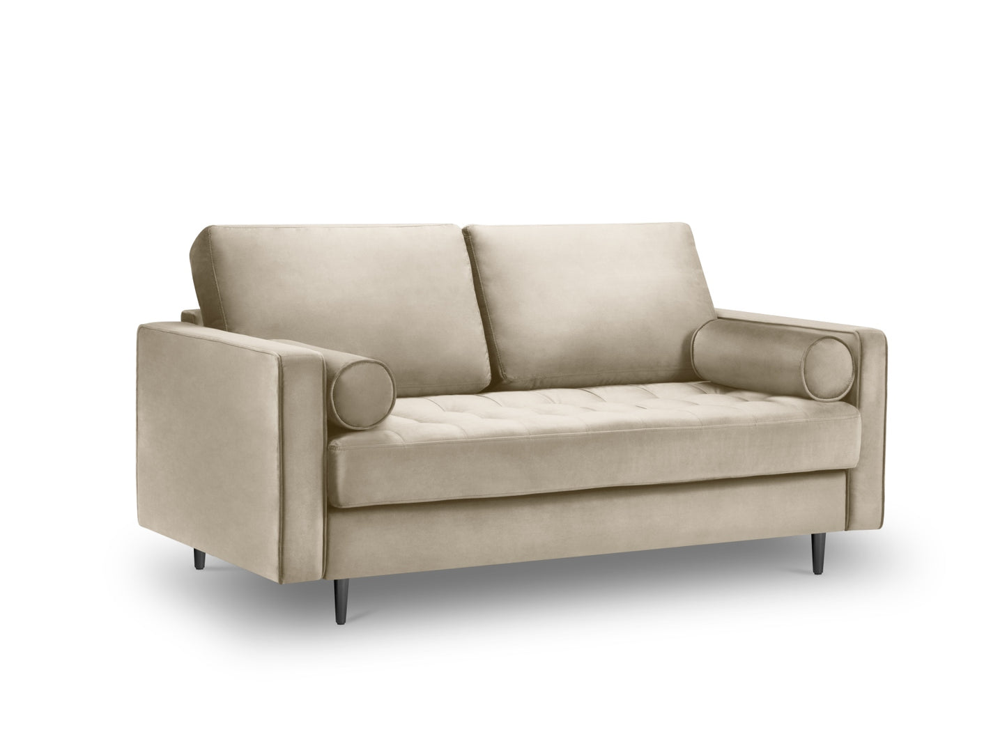 Aspen Sofa, 2 Seats, 174x90 cm — Dark Beige / Black Chrome Metal
