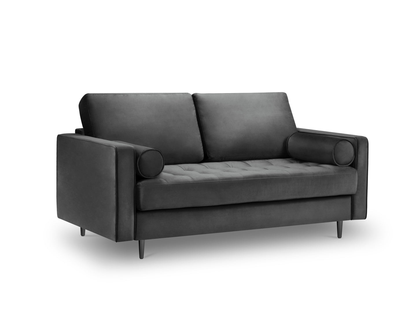 Aspen Sofa, 2 Seats, 174x90 cm — Dark Grey / Black Chrome Metal